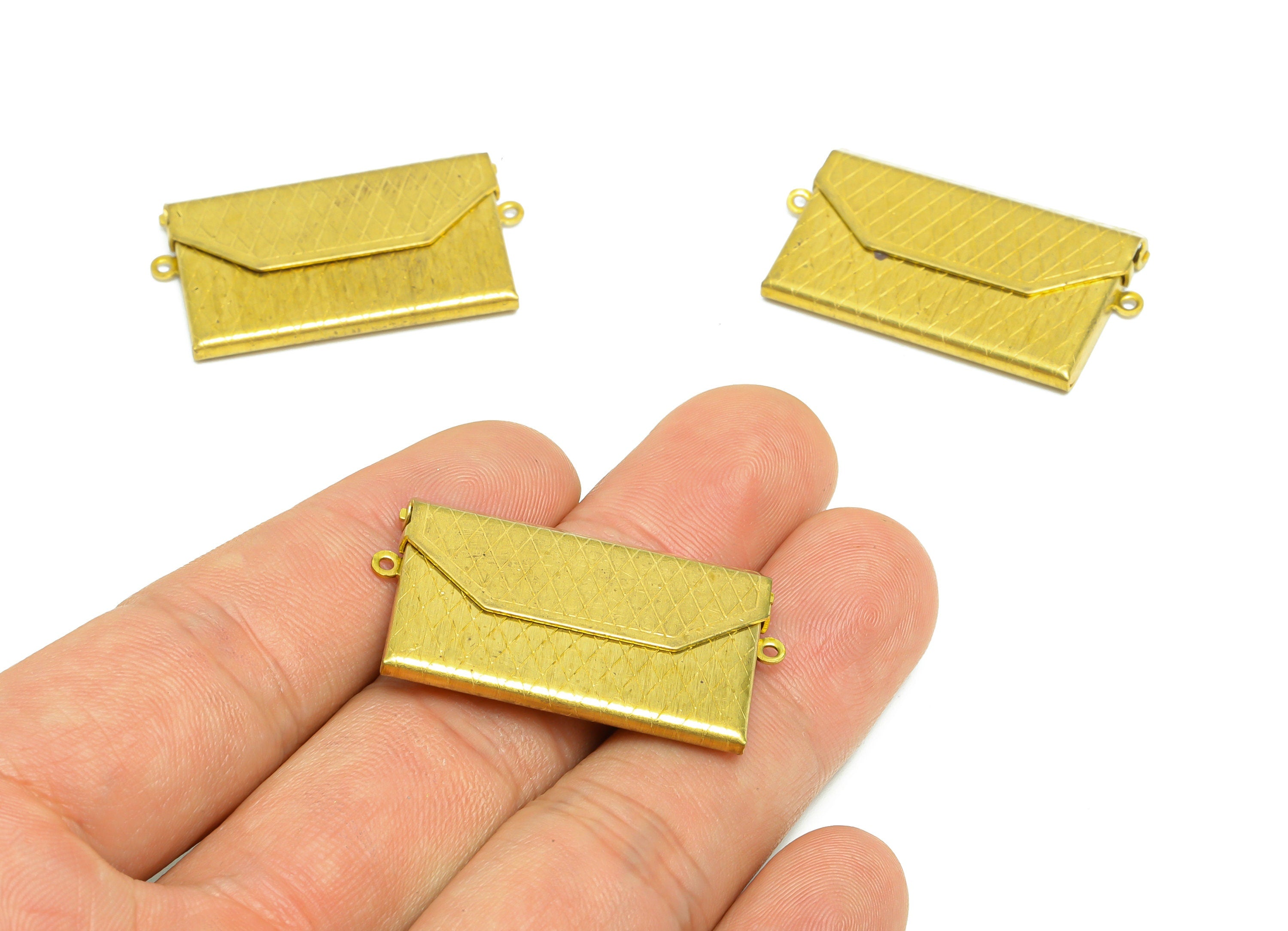 Brass Envelope Locket Charms - Raw Brass Clutch Bag Locket Charms - Antique Vintage Looking Locket - 37.26x21x3.64mm - PP8923 - DOMEDBAZAAR