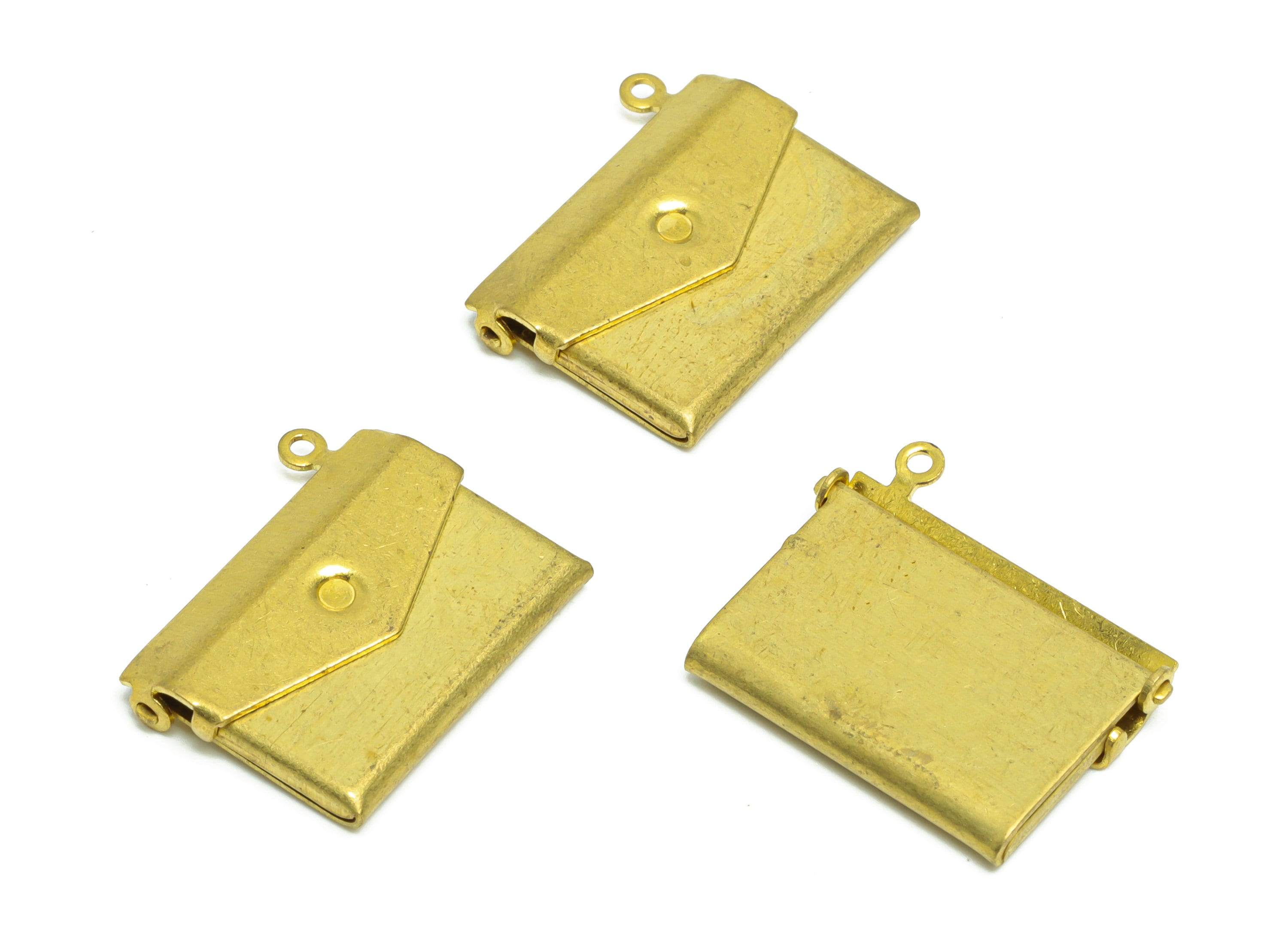 Brass Envelope Locket Charms - Raw Brass Clutch Bag Locket Charms - Antique Vintage Looking Locket - 21.75x17.92x3.38mm - PP8924 - DOMEDBAZAAR