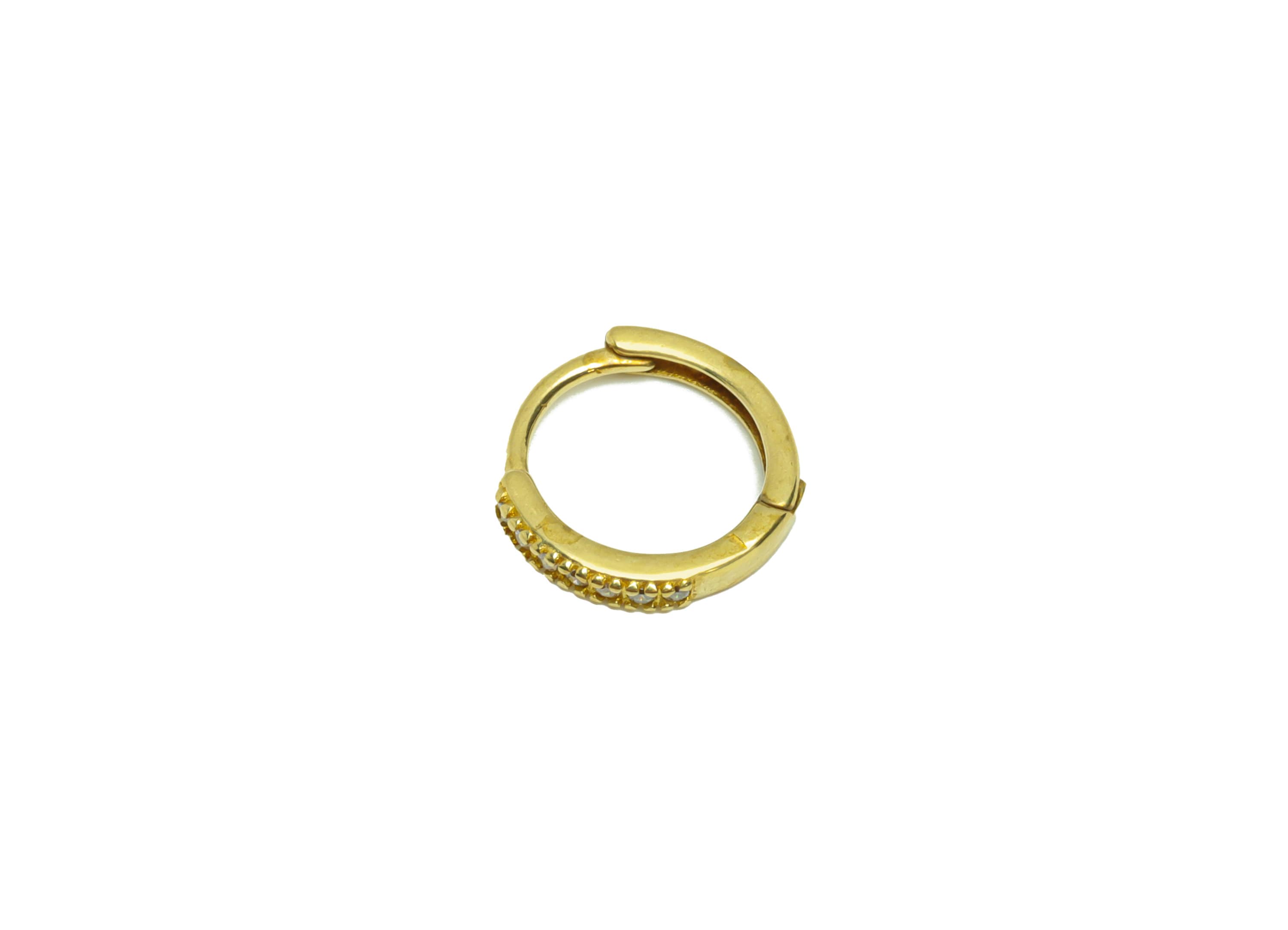 Brass Huggies Hoop Clasp - Zircon Huggies with Open Ring - Brass Clasp Hoop Earring - Mini Heart Zirconia Hoop Clasp - 12.81x13x2mm- PP8821 - DOMEDBAZAAR