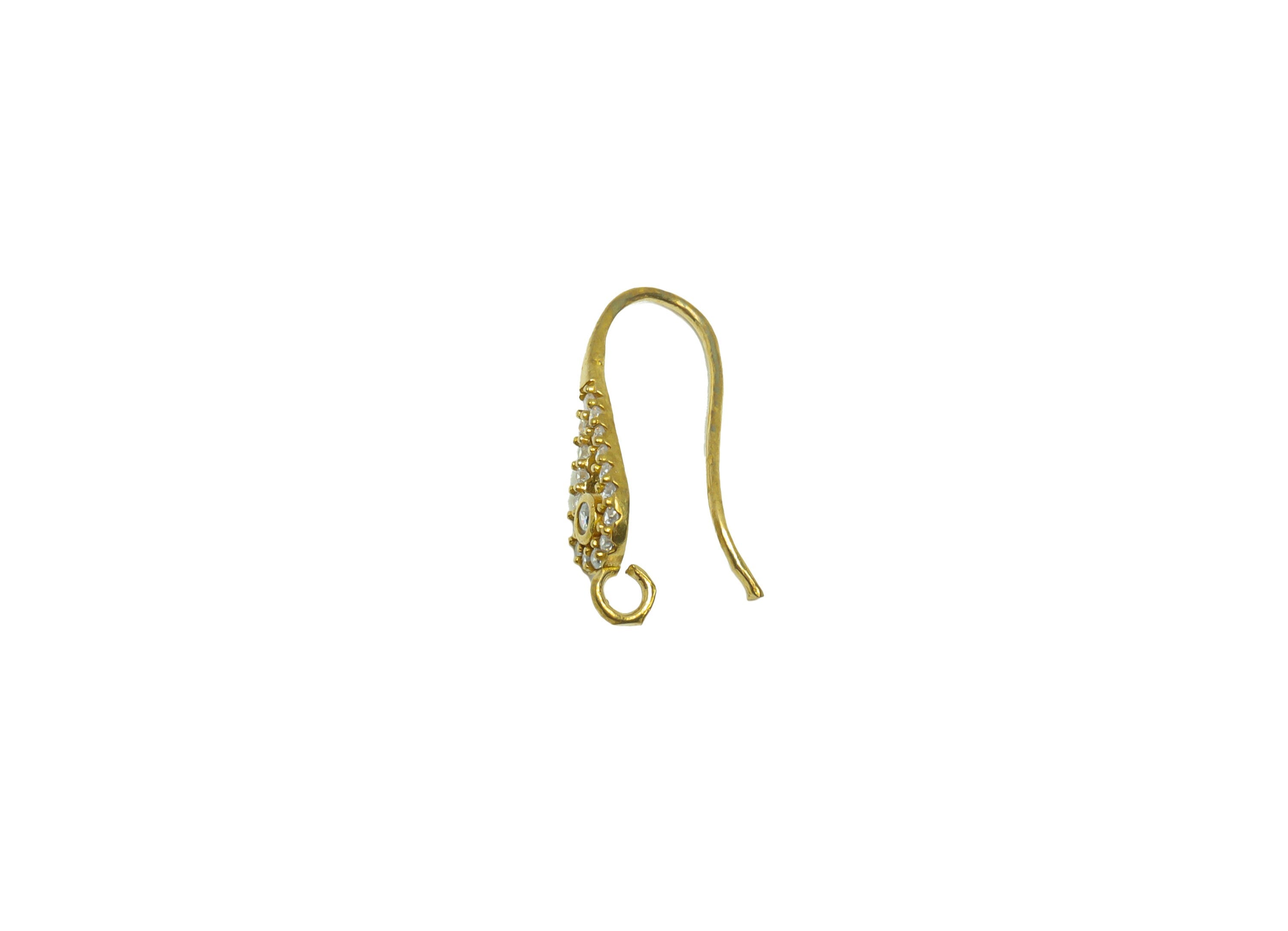 Brass Earring Hooks - Raw Brass Teardrop Earring Wires With Loop - Brass Cubic Zircon Ear Hooks Findings - Jewelry Supplies-19x8x1mm- PP8829 - DOMEDBAZAAR