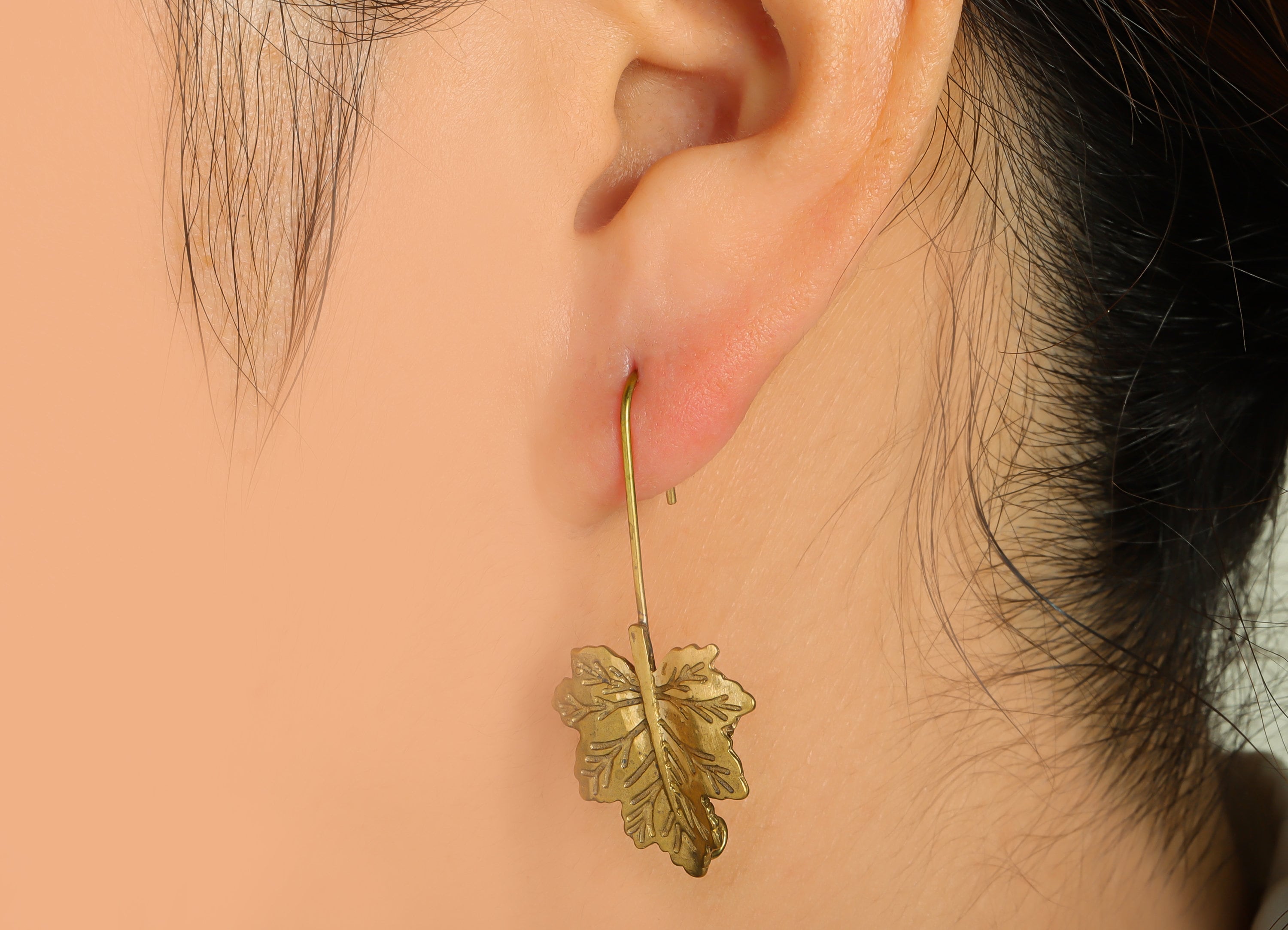 Brass Maple Leaf Earring - Raw Brass Poplar Leaf Earring Wires - Brass Botanical Ear Hooks Findings - Jewelry Supplies - 41x20x1mm- PP8664 - DOMEDBAZAAR