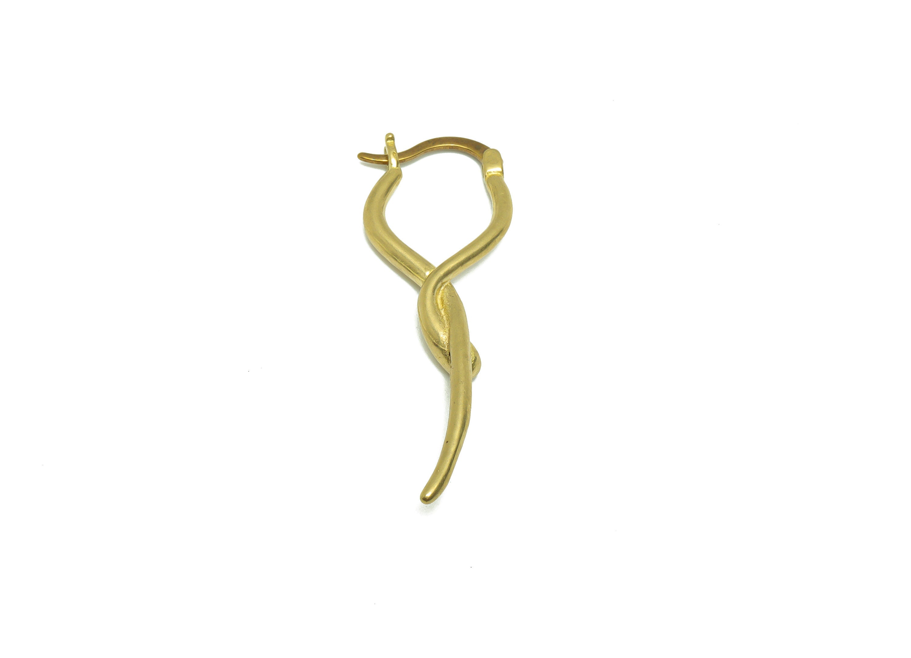 Twisted Brass Wire Earring - Raw Brass Huggies Hoop Earring - Brass Clasp Hoop Earring - Spin Earring Hoop Clasp - 43x14.78x1.82mm- PP8668 - DOMEDBAZAAR