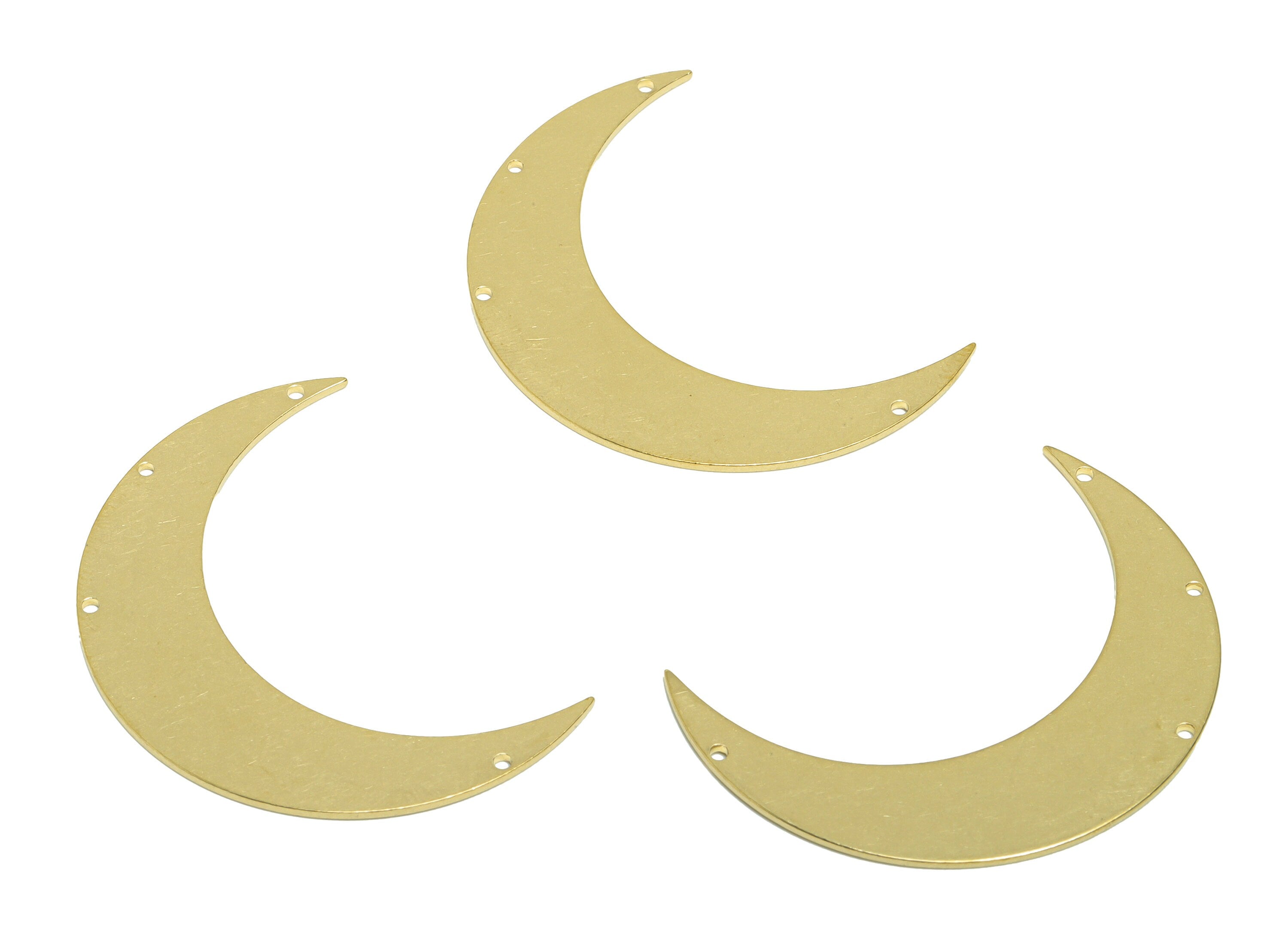 Brass Crescent Earring Connector - Raw Brass Moon Pendant - Crescent Moon Shaped Raw Brass - jewelry supplies - 46x 32.71x1mm- PP8948 - DOMEDBAZAAR