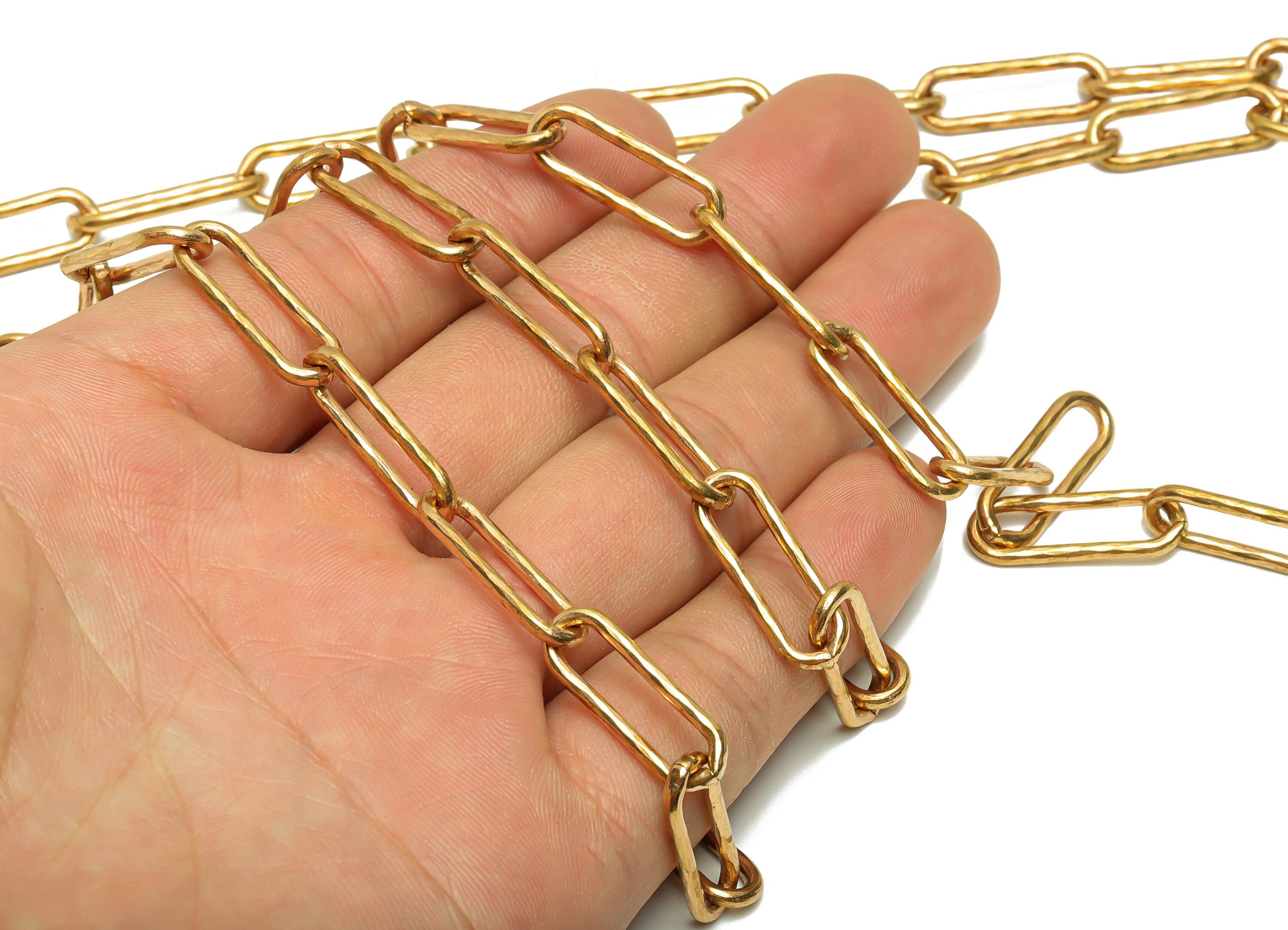 Hammered Oval Cable Chain - Oval Open Link Chain - Brass Oval Chain - Geometry Chain - Oval Rectangle Chain - 22.14x7.54x1.83mm - CC1229 - DOMEDBAZAAR