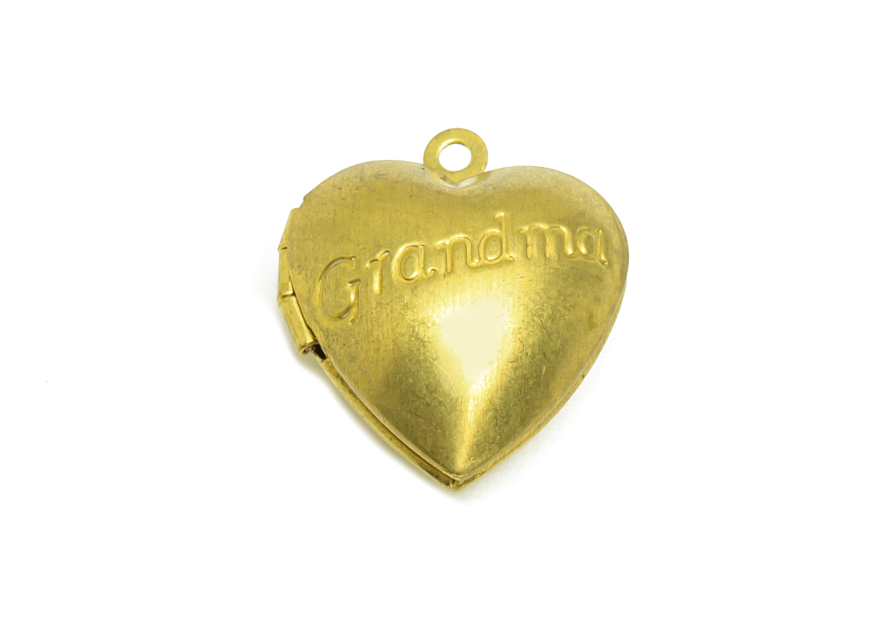 Brass Heart Locket Charm - Raw Brass Grandma Locket Pendant - Engraved Locket Pendant For Necklace - 22.3x19x10mm - PP8912 - DOMEDBAZAAR