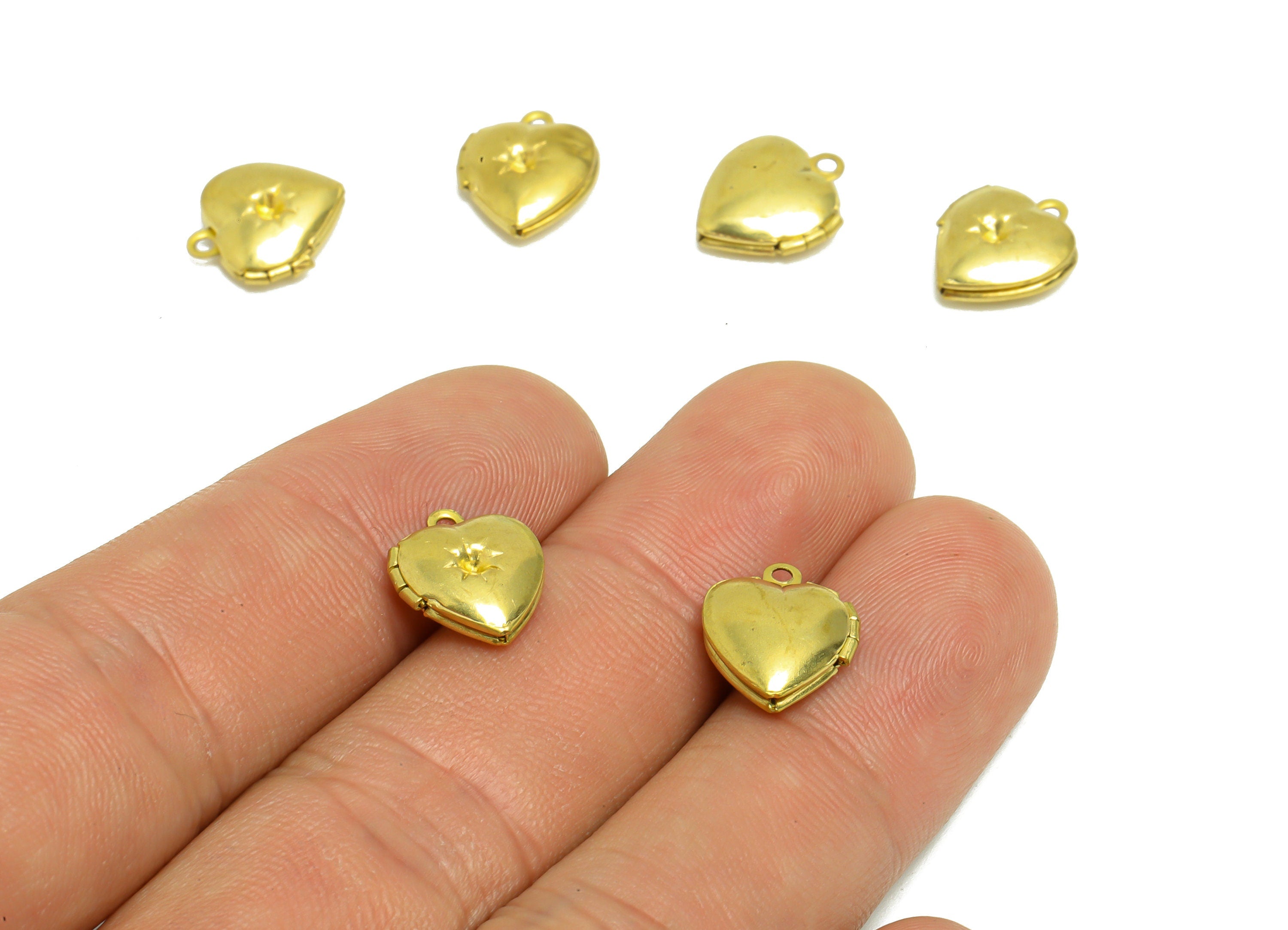Brass Heart Locket Charm - Raw Brass Mini Heart Locket Charms - Locket Pendant For Necklace - Fligre Locket - 12.4x10.32x3.99mm - PP8914 - DOMEDBAZAAR