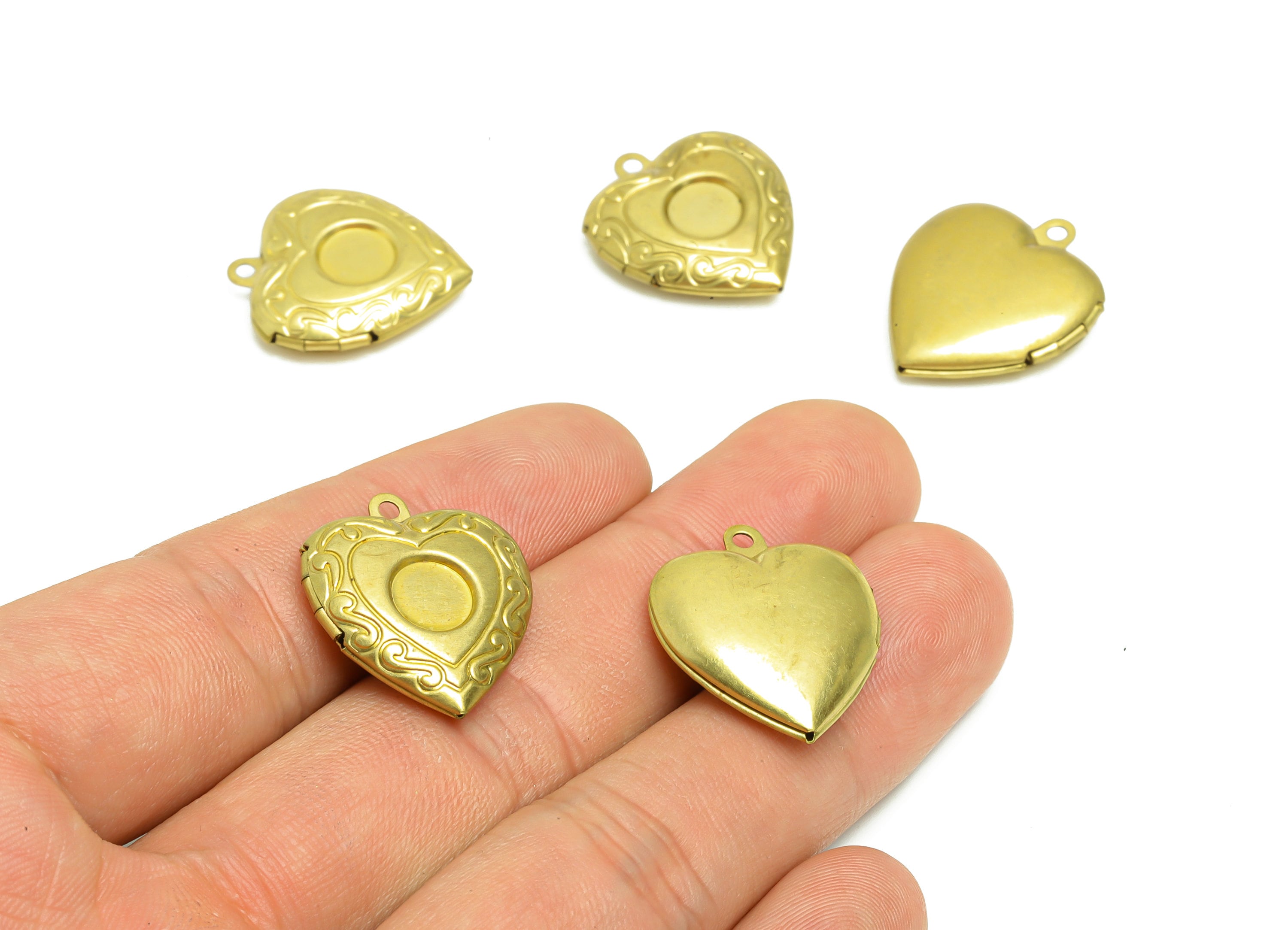 Brass Heart Locket Charm - Raw Brass Antique Vintage - Antique Looking Locket - Vintage Looking Locke - For Necklace - 22.8x19x5mm - PP8937 - DOMEDBAZAAR