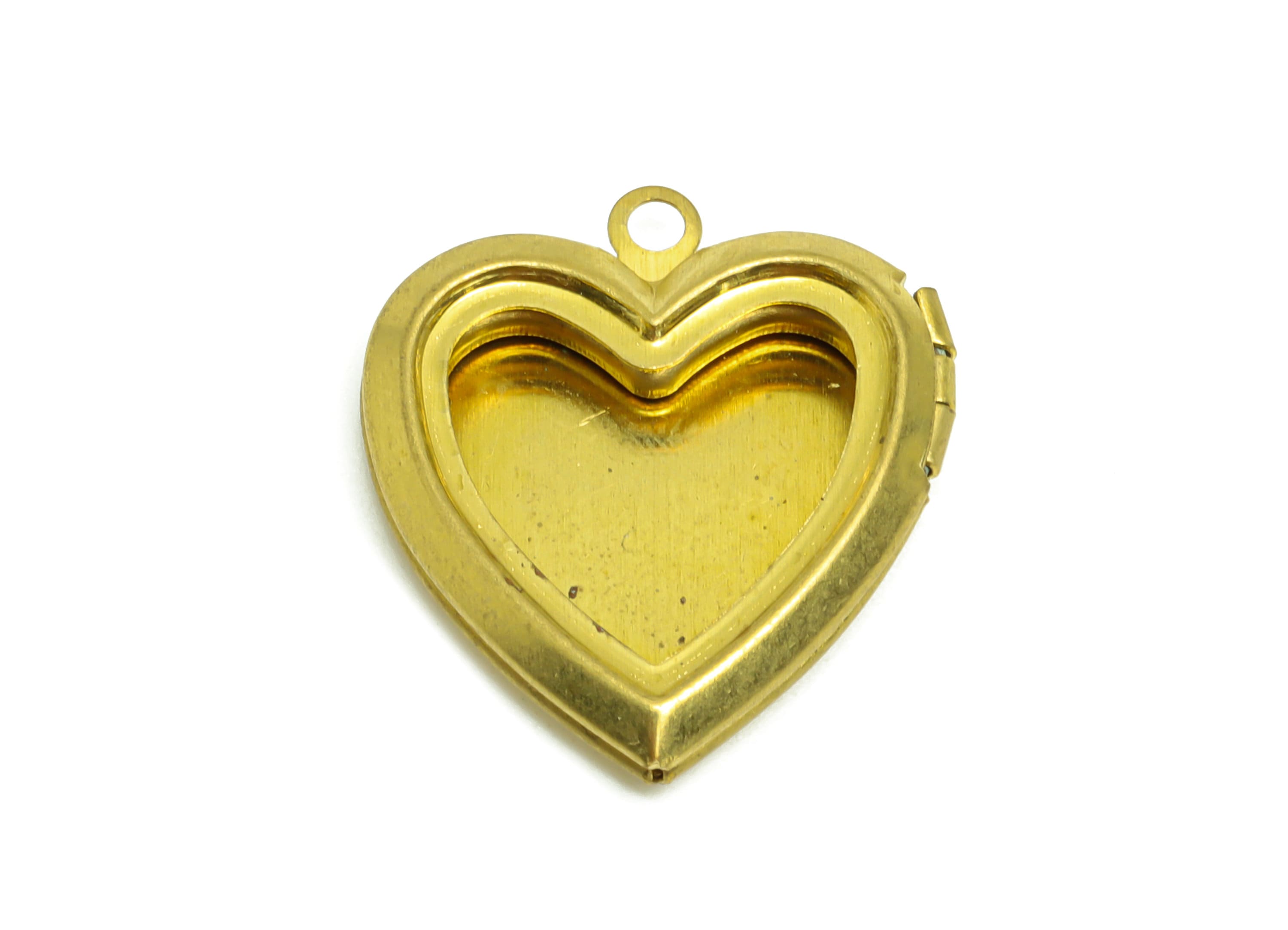 Brass Heart Locket Charm - Raw Brass Hollow Heart Locket Charms - Locket Pendant For Necklace - Fligre Locket Pendant - 24.6x22x4mm - PP8911 - DOMEDBAZAAR