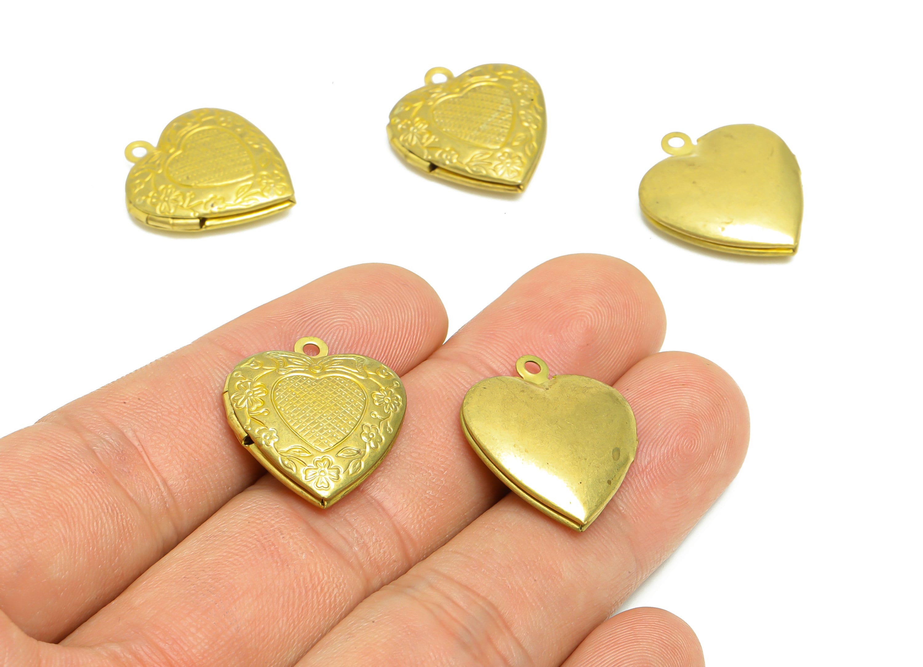 Brass Heart Locket Charm - Raw Brass Antique Vintage Engraved Locket - Vintage Looking Locket- Antique Looking Locket - 22.71x1x5mm - PP8909 - DOMEDBAZAAR