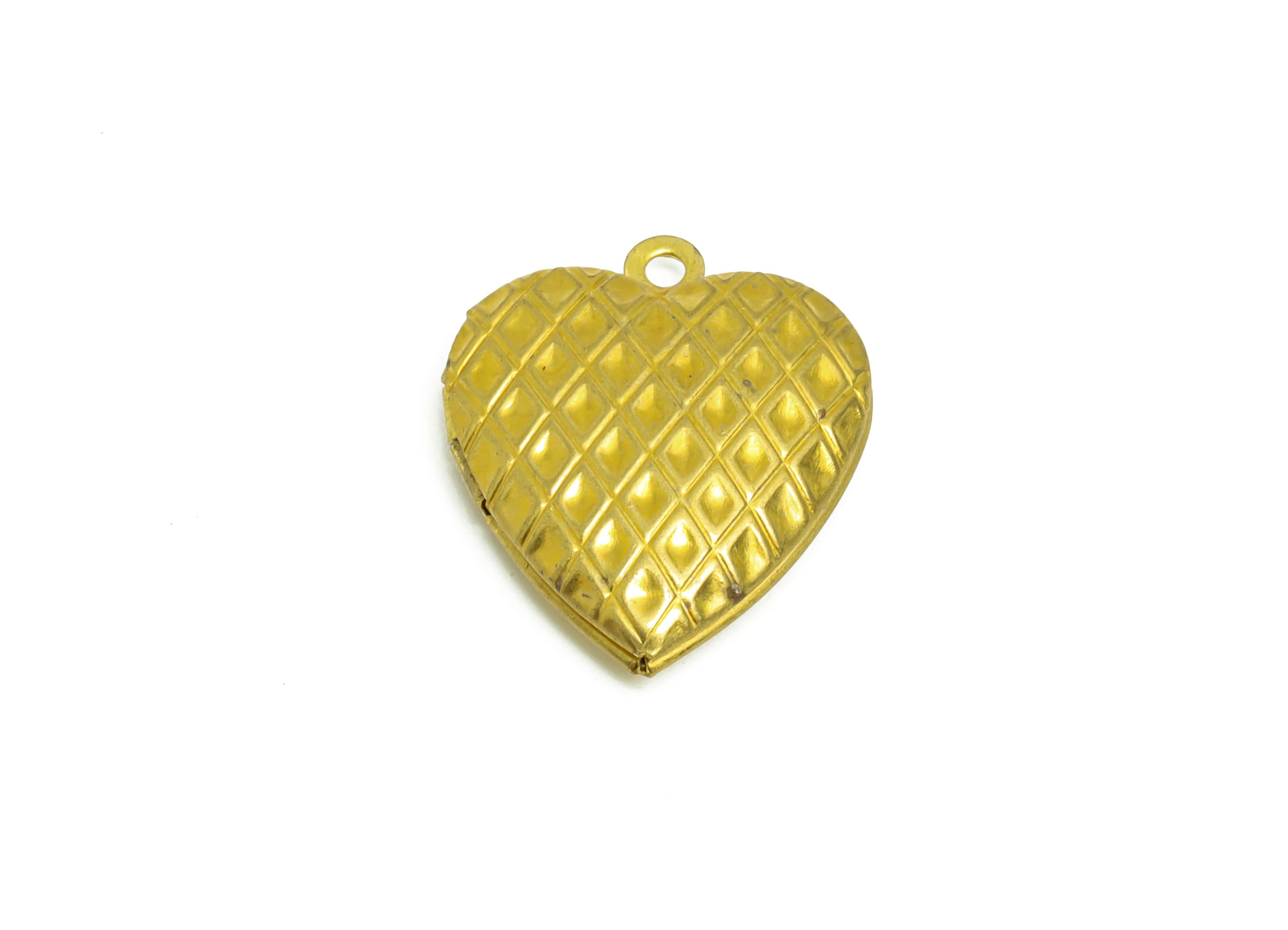 Brass Heart Locket Charm - Raw Brass Antique Vintage Engraved Locket - Antique Looking Locket - Vintage Looking Locket - 21x19x5mm - PP8921 - DOMEDBAZAAR