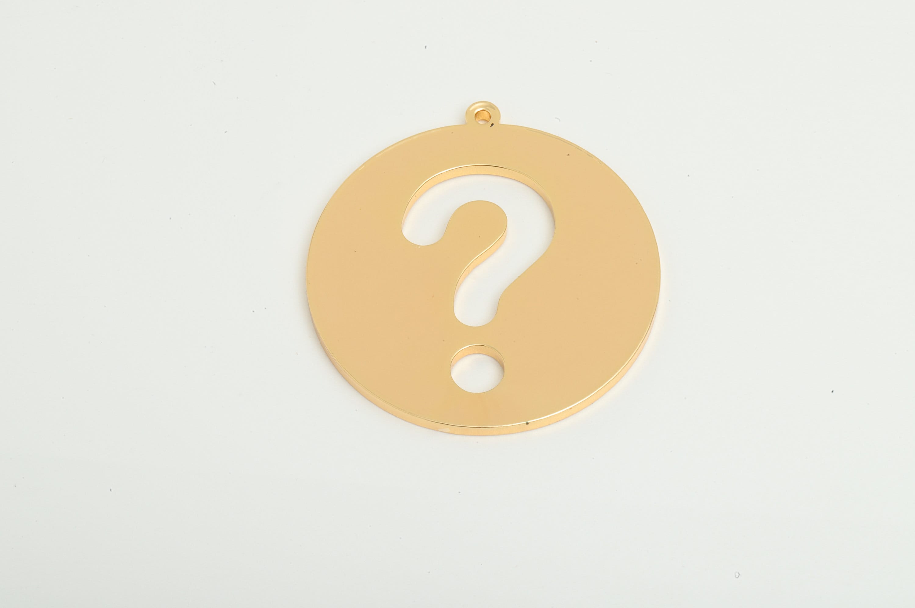 Brass Round Charms - Brass Question Mark Charm - Brass Mark Pendant - Question Mark Pendant - Gold Tone Plating - 45x42.21x2.33mm - PP8840G - DOMEDBAZAAR