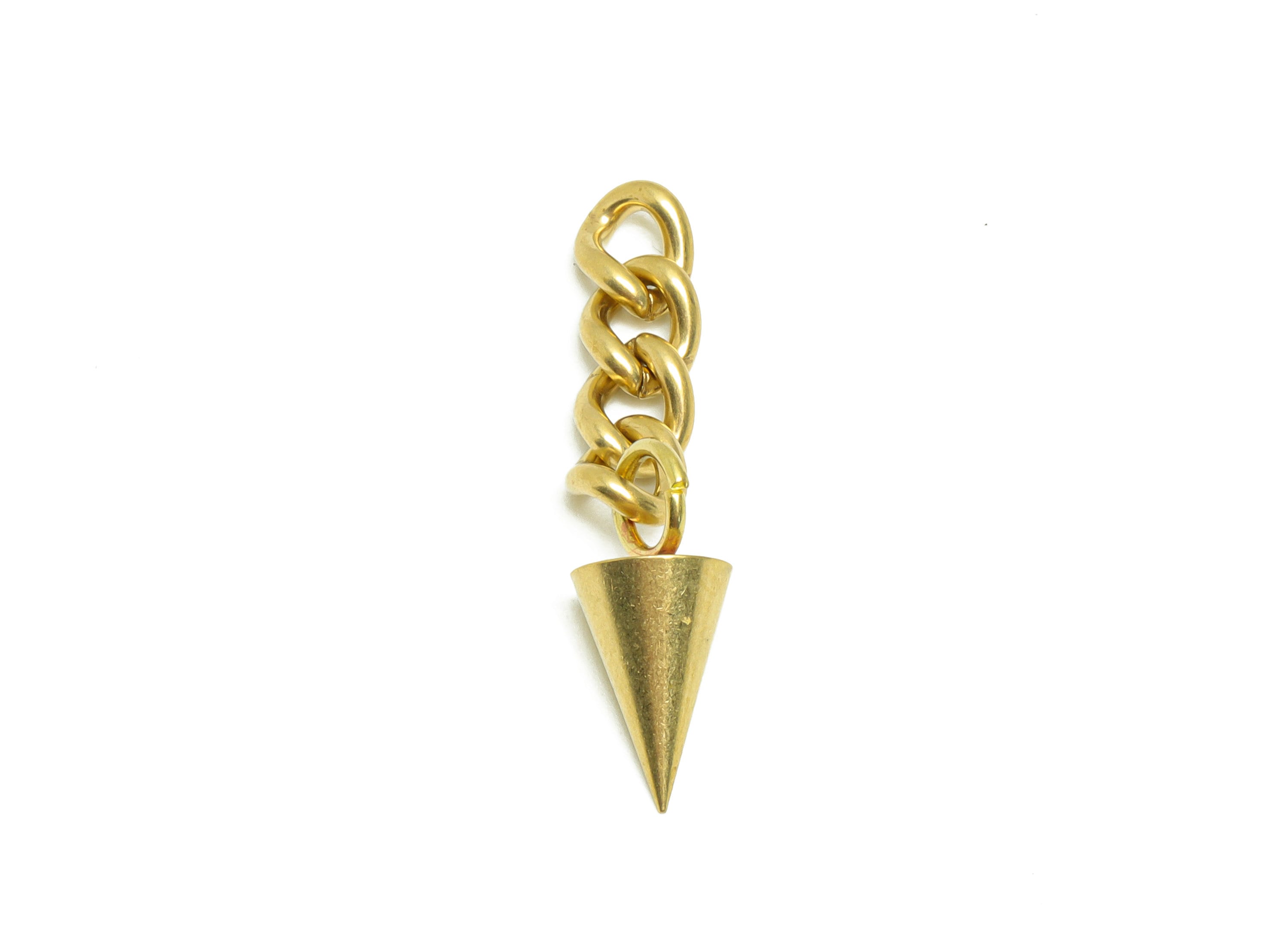 Brass Awl Charms - Raw Brass Awl Earring Charm - Brass Cone Pendant - Brass Spite Chain - Extender Chain - 30.54x7.8x7.8mm - PP8839 - DOMEDBAZAAR