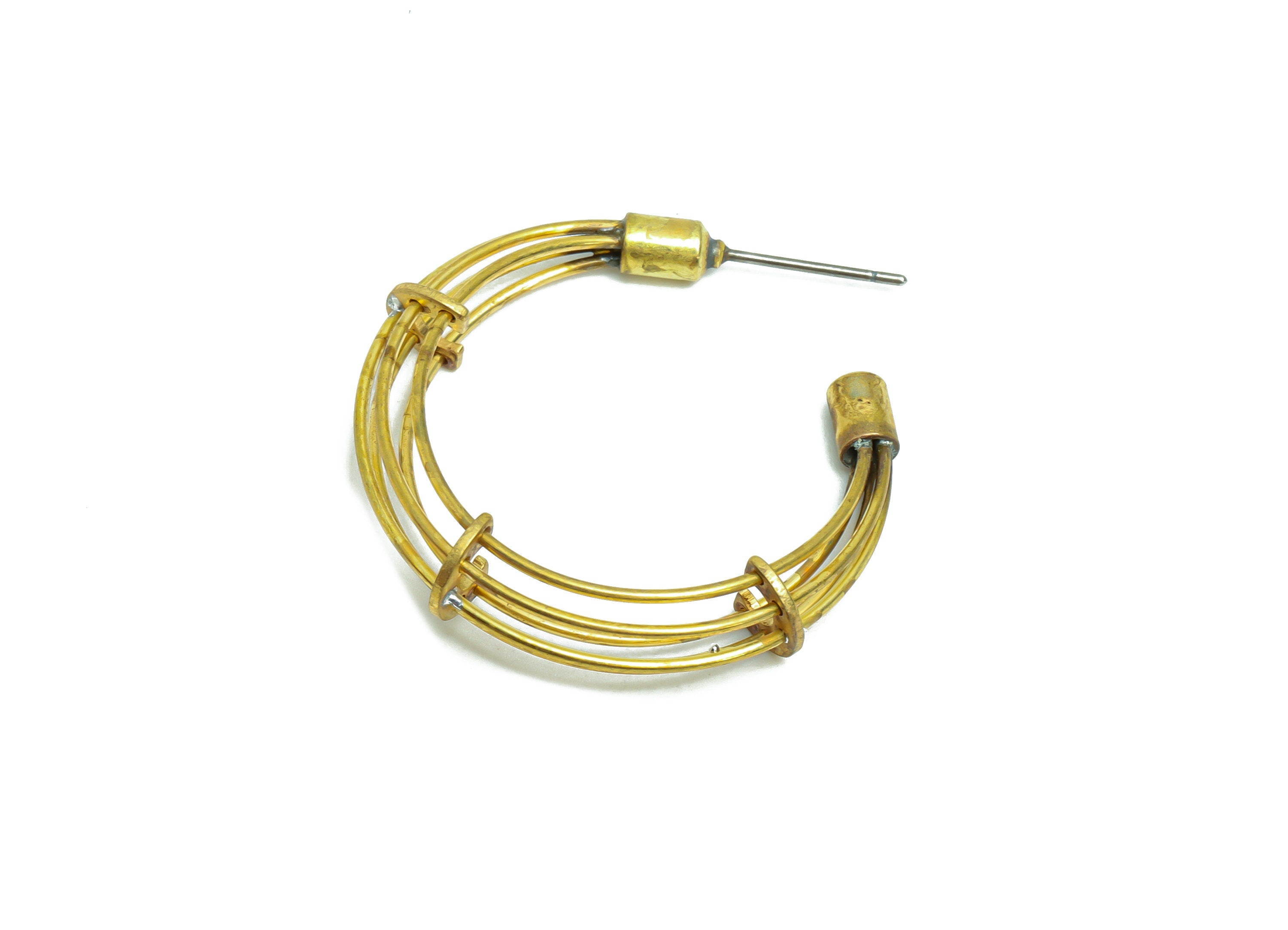 Brass Hoop Earring Post - Raw Brass Hoop Earring Stud - Brass Open C Hoop Earring Post - Jewelry Supplies - 33.62x31.84x7.08mm - PP8902 - DOMEDBAZAAR