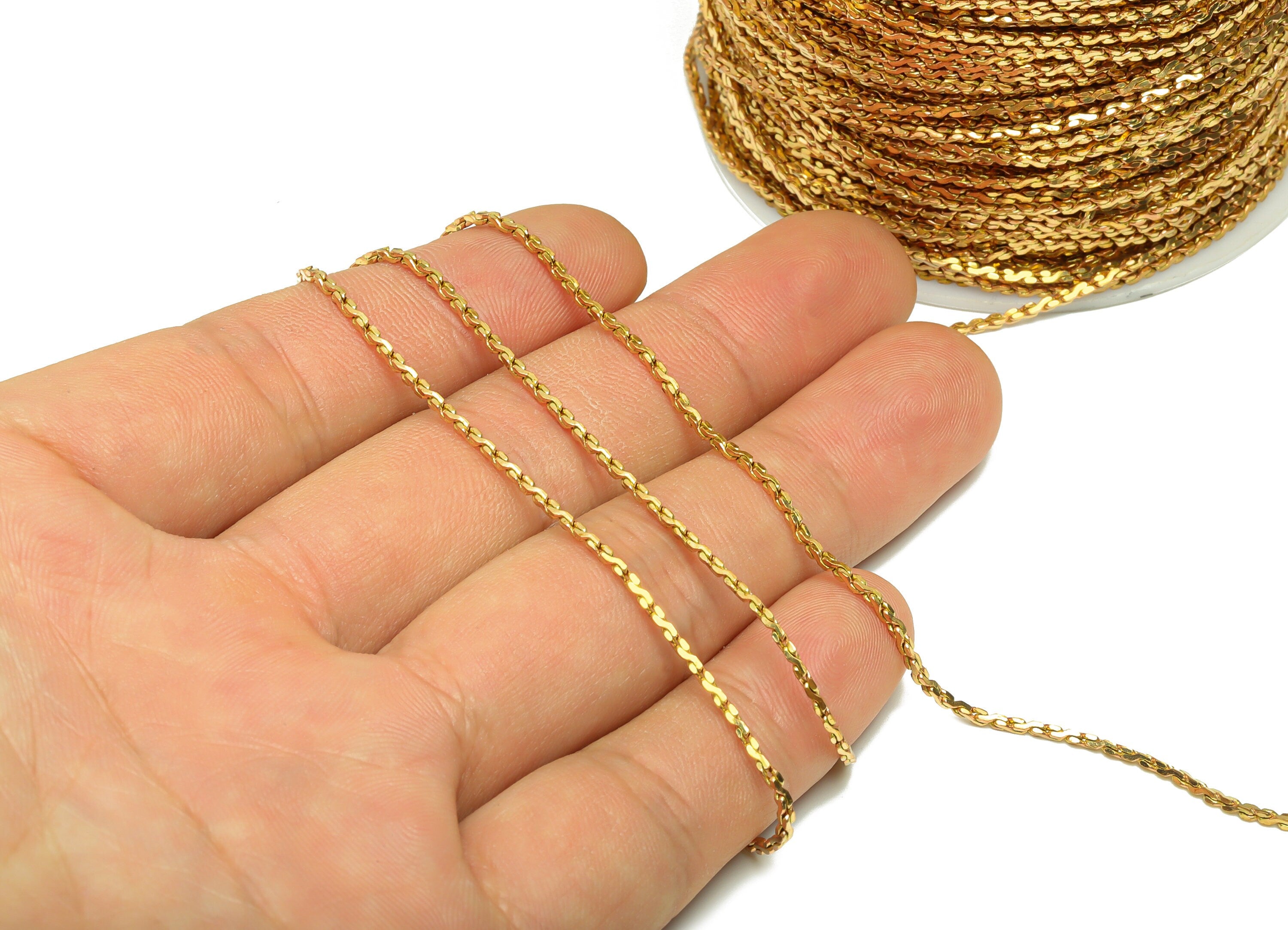Brass Snake Chain - Raw Brass Mini Chunky Chain - Brass Patterned Snake Chain- Textured Snake Chain - Jeweler Making - PP8638 - DOMEDBAZAAR