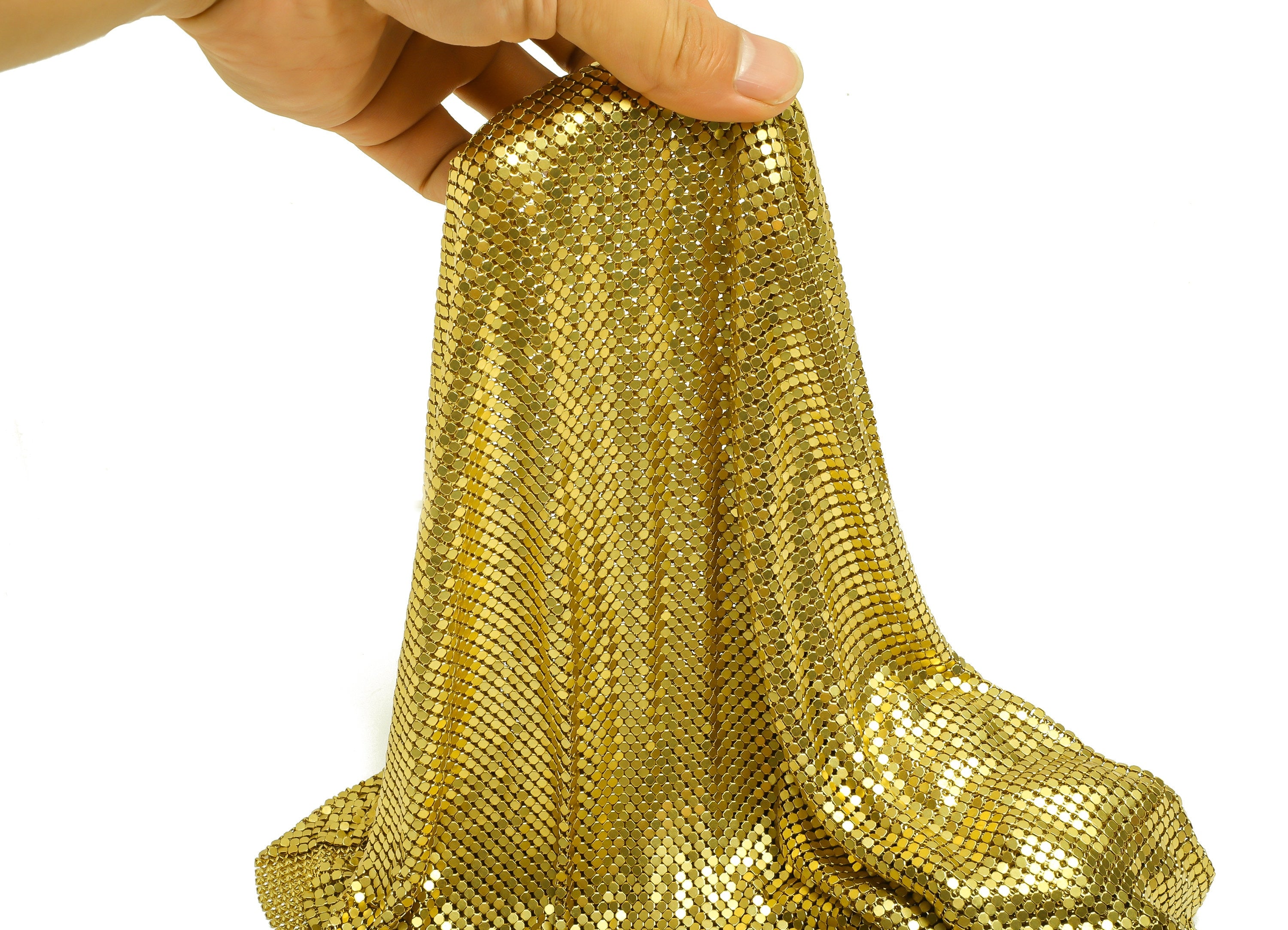 Raw brass 3mm Mesh Fabric - 324*144pcs 3mm Skirt Shape Raw Brass - 53cmX44cm X2side - PP8903 - DOMEDBAZAAR