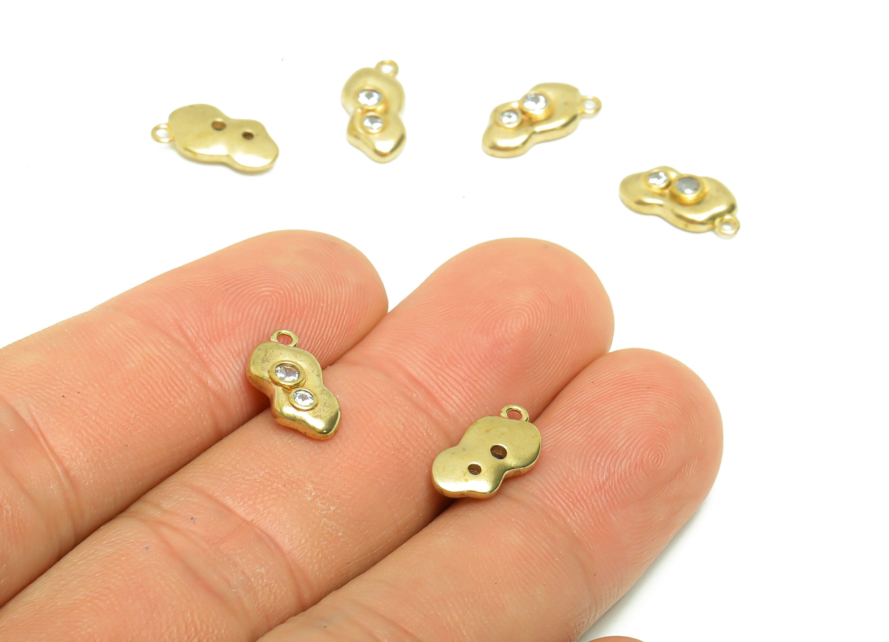 Brass Cloud Earring Charm - Raw Brass Cloud Pendant - Brass Cubic Zircon Cloud Earring Charm - Jewelry Supplies - 12.81x6.62x2.61mm - PP8681 - DOMEDBAZAAR