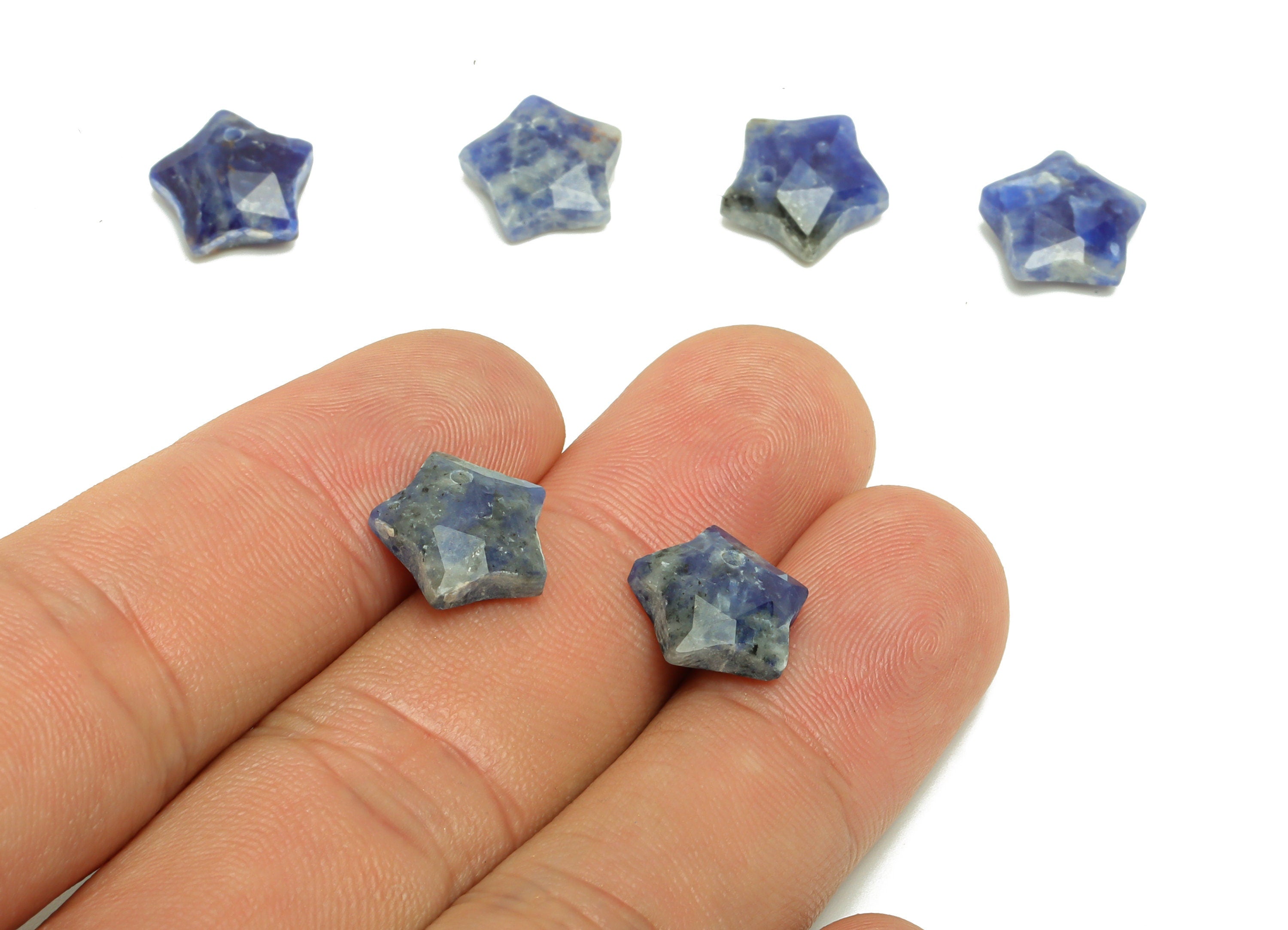 Star Stone Charm - Blue Stripe Hoop Earring Charm - Natural Stone Charms - Blue Stripe Pendant - Jewelry Supplies - 11.5x11.86x5.11mm-NS1909 - DOMEDBAZAAR