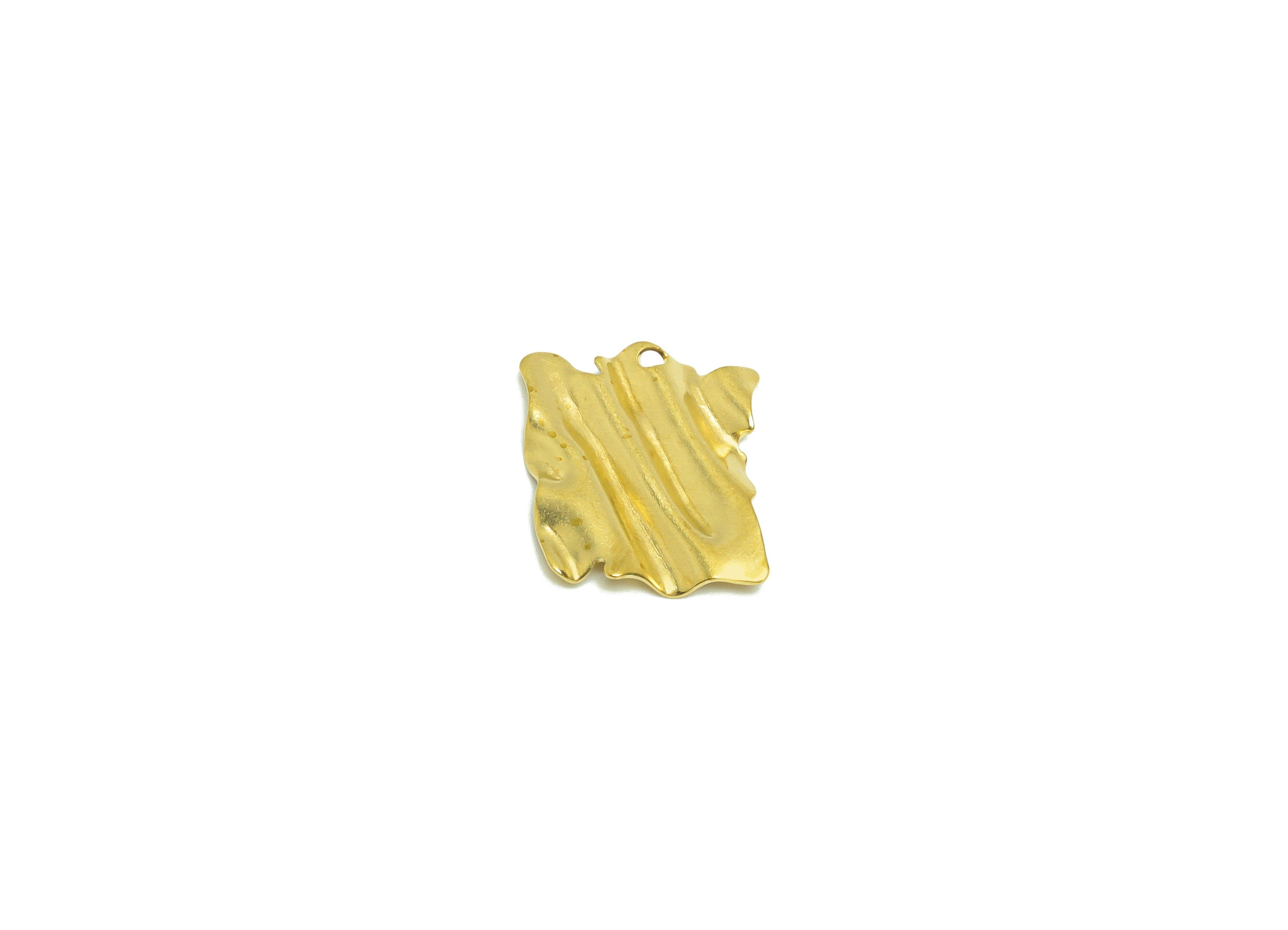 Brass Rectangle Earring Charm - Brass Wavy Rectangle Charm - Brass Irregular Rectangle Pendant - Brass Geometry Charm- 15x13x0.52mm - PP8651 - DOMEDBAZAAR