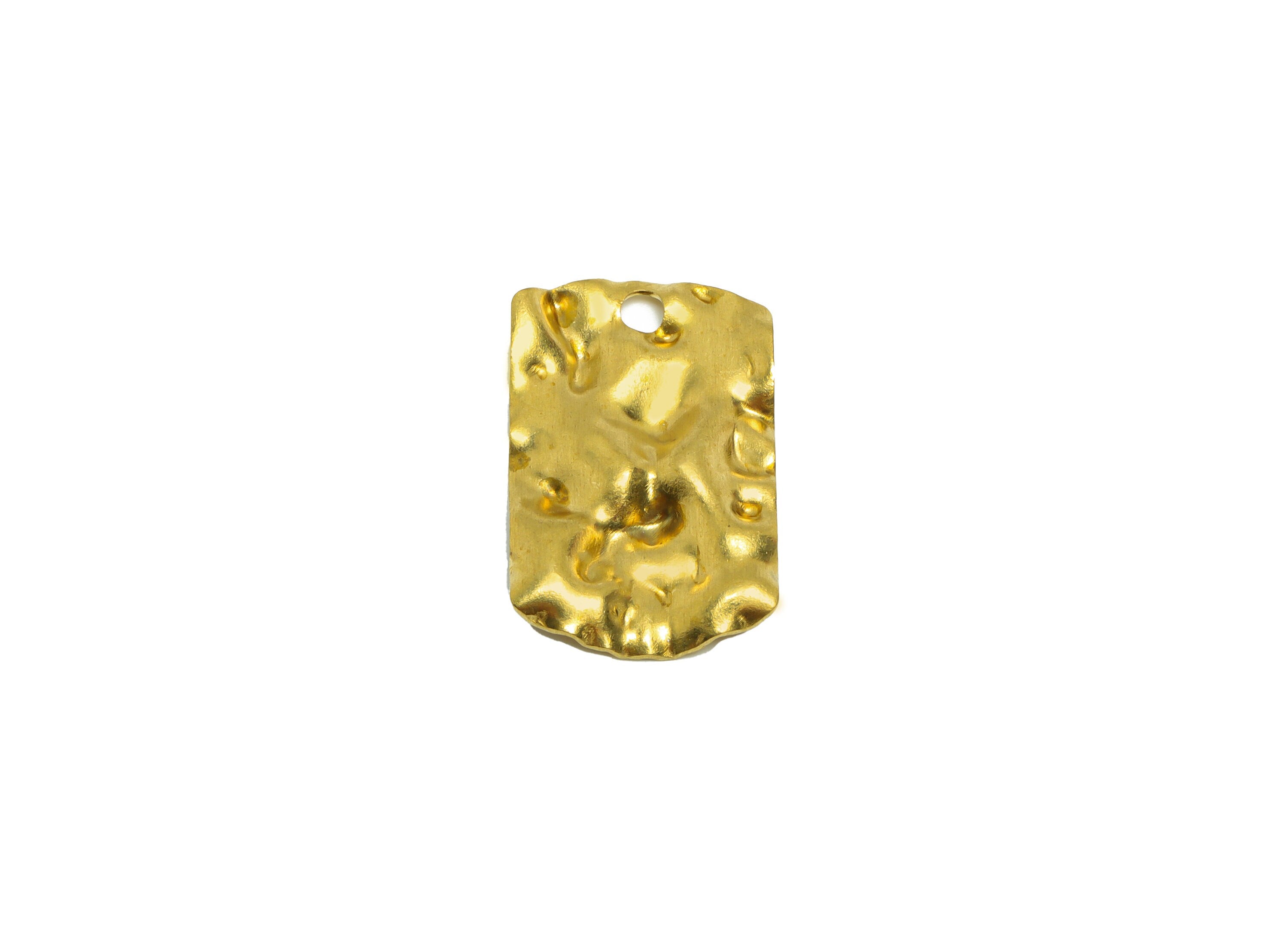Brass Rectangle Earring Charm - Brass Wavy Rectangle Charm - Brass Rectangle Pendant - Brass Geometry Charm - 25x15.6x1.6mm- PP8650 - DOMEDBAZAAR