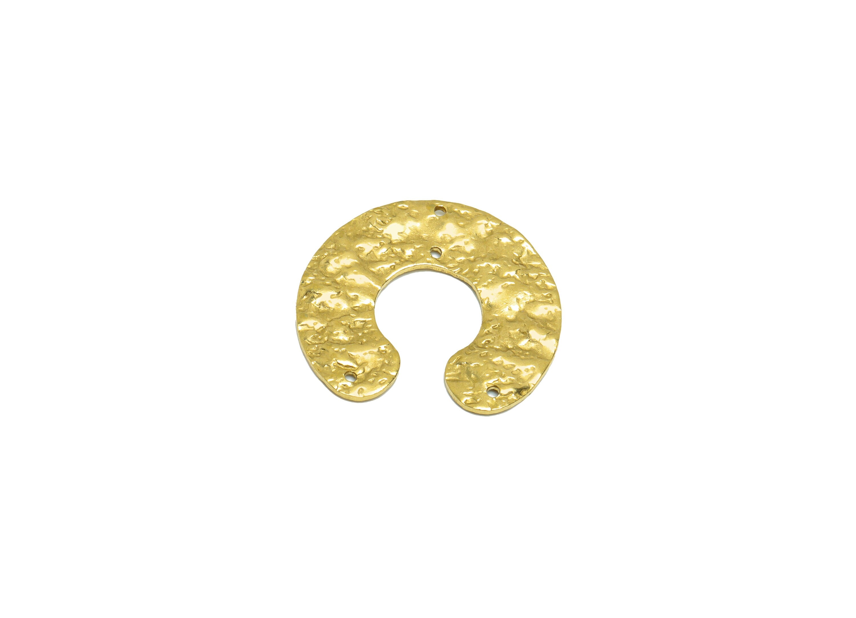 Brass C Hoop Earring Charm - Brass Wavy Open Hoop Connector - Raw Brass C Latter Pendant - Brass Hoop C Charm- 25.78x23x1.5mm - PP8653 - DOMEDBAZAAR