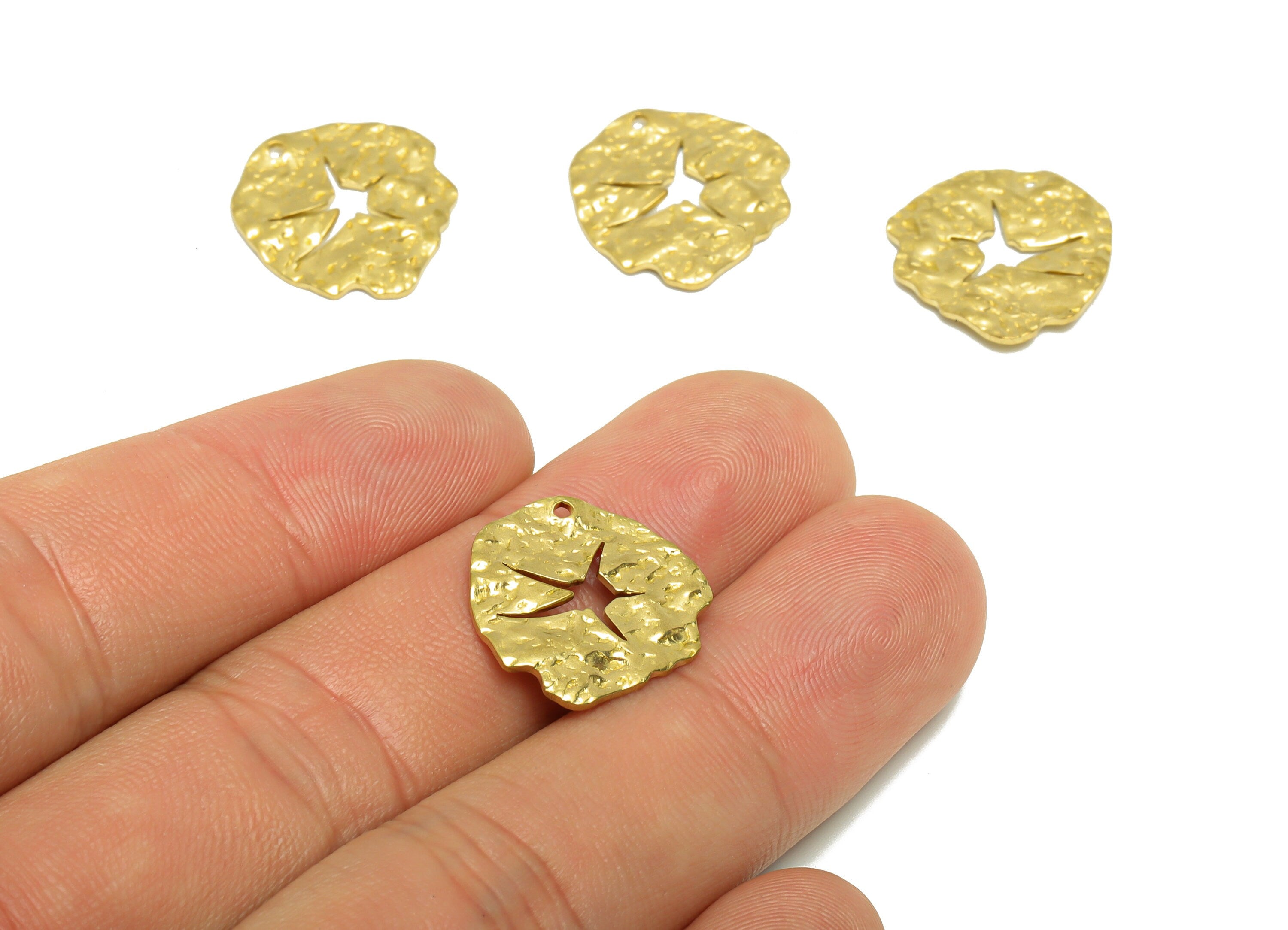 Brass Earring Charm - Brass Wavy Earring Charms - Raw Brass Irregular Pendant - Brass Abstract Charm - 17.1x17.88x0.93mm - PP8655 - DOMEDBAZAAR
