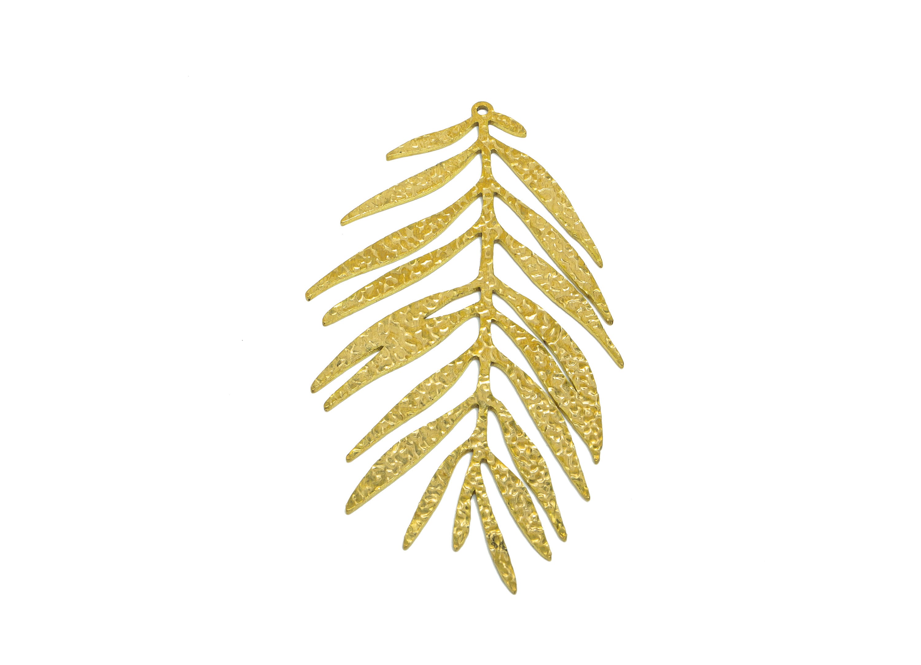 Brass Leaf Earring Charm - Raw Brass Botanical Pendant - Brass Spruce Charm - Spruce Earring Charm - Jewelry Supplies - 69x38.18x1mm-PP8982 - DOMEDBAZAAR