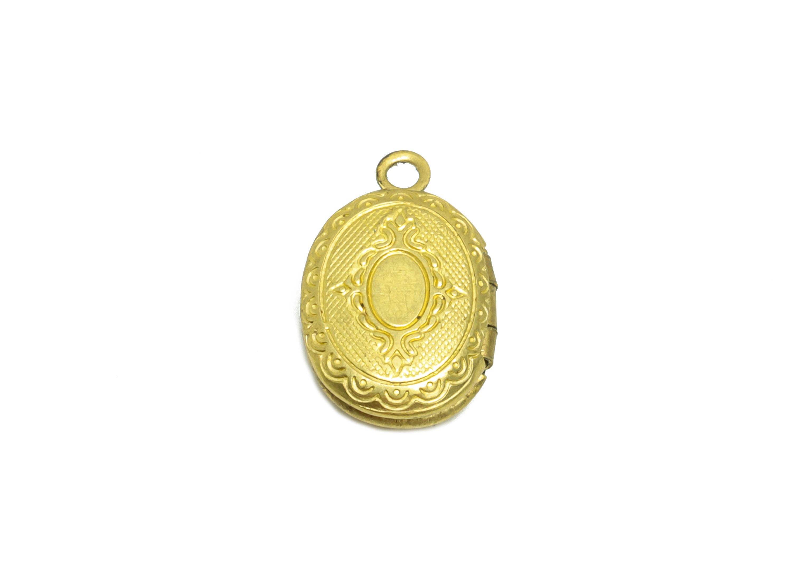 Brass Oval Locket Charm - Raw Brass Lace Oval Locket Charms - Antique Looking Locket - Vintage Looking Locket- 15.56x10x3.7mm - PP8944 - DOMEDBAZAAR