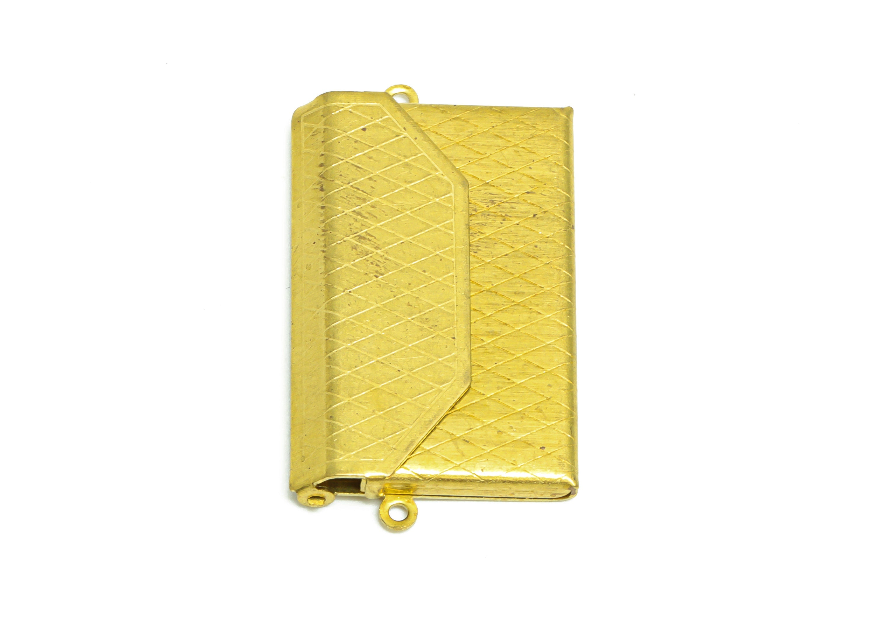 Brass Envelope Locket Charms - Raw Brass Clutch Bag Locket Charms - Antique Vintage Looking Locket - 37.26x21x3.64mm - PP8923 - DOMEDBAZAAR