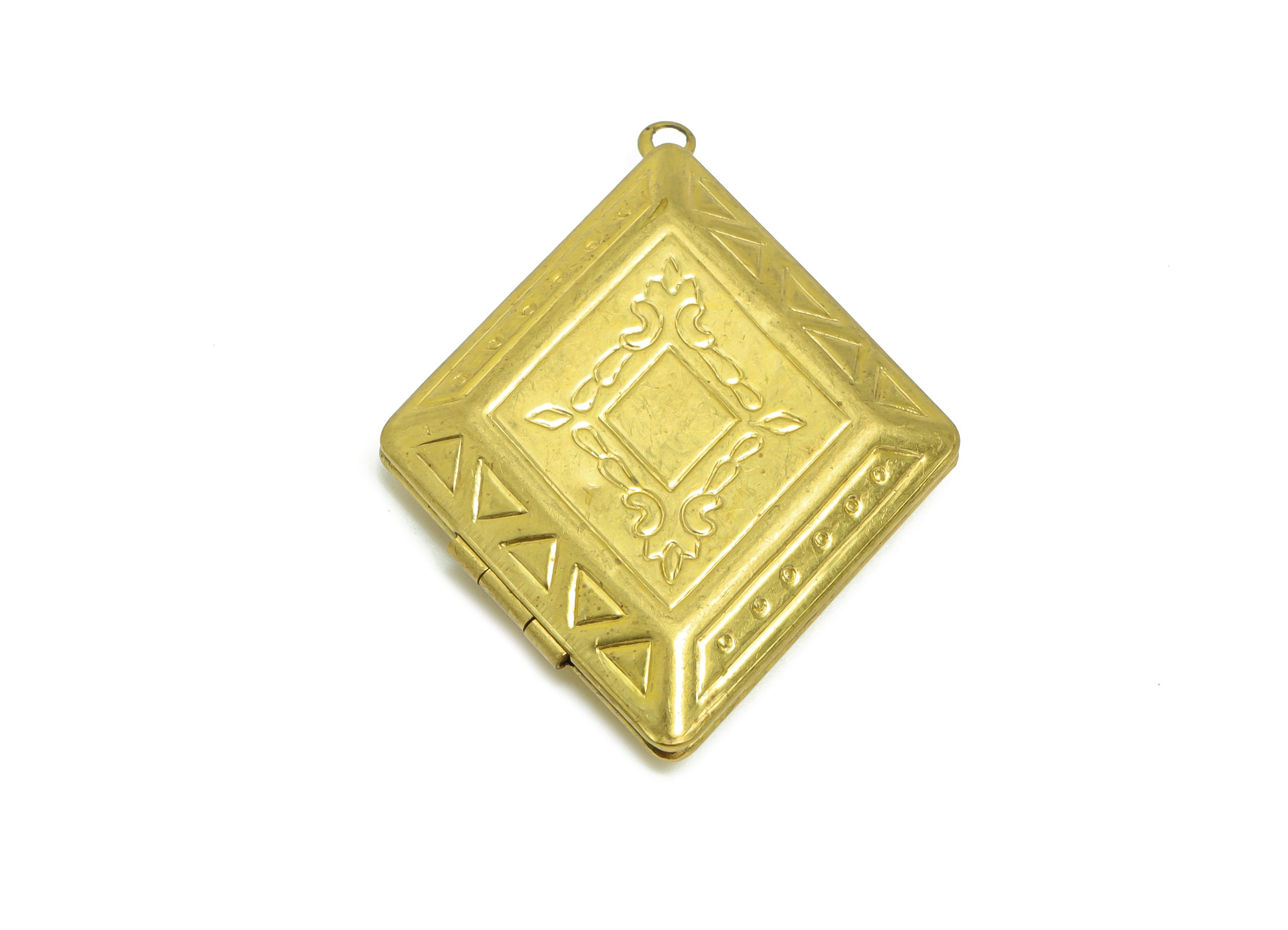 Brass Rhombic Locket Charms - Raw Brass Rhombic Locket Charms - Antique Vintage Looking Locket - 40.53x31.87x6.55mm - PP8905 - DOMEDBAZAAR