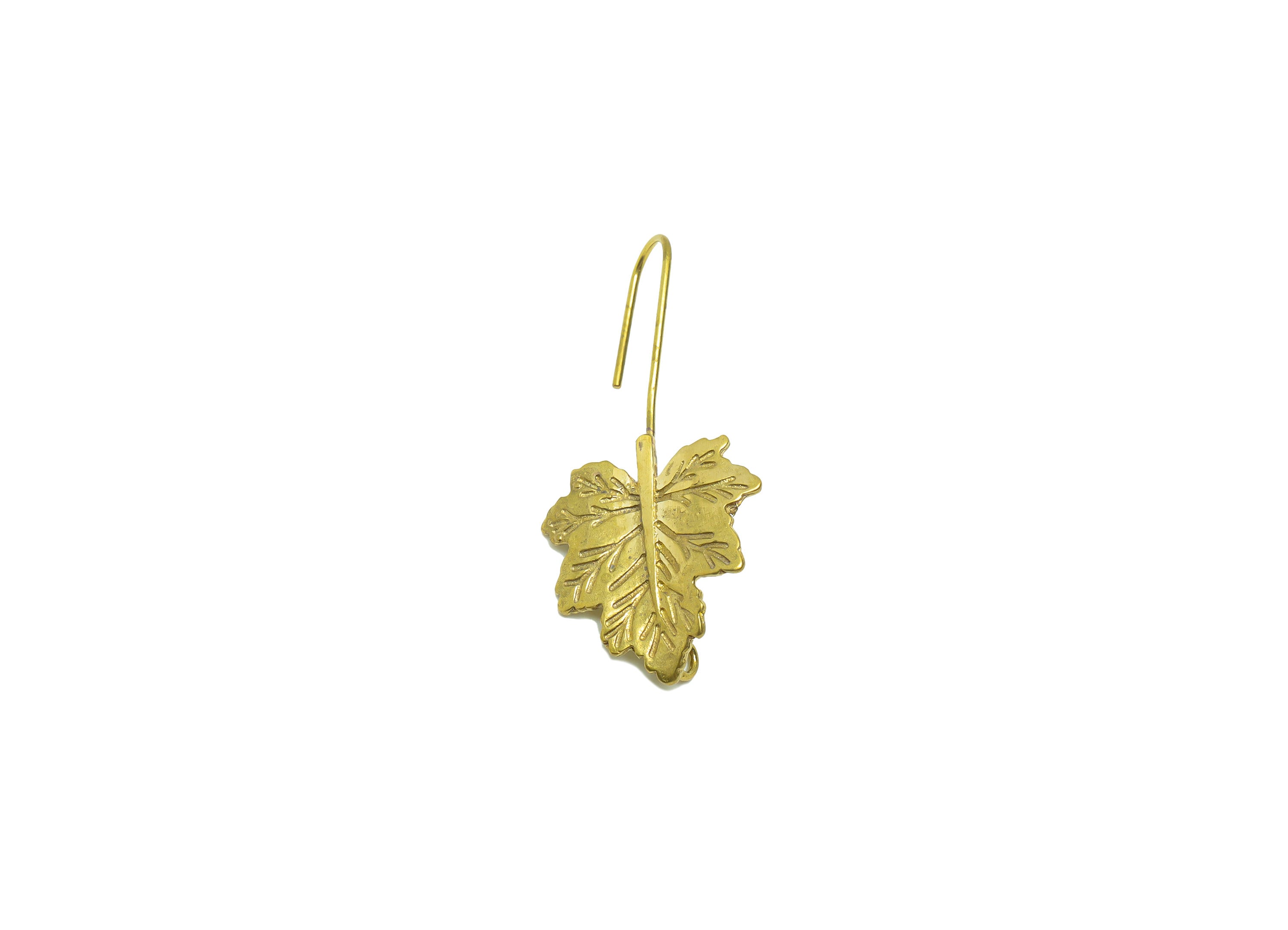 Brass Maple Leaf Earring - Raw Brass Poplar Leaf Earring Wires - Brass Botanical Ear Hooks Findings - Jewelry Supplies - 41x20x1mm- PP8664 - DOMEDBAZAAR