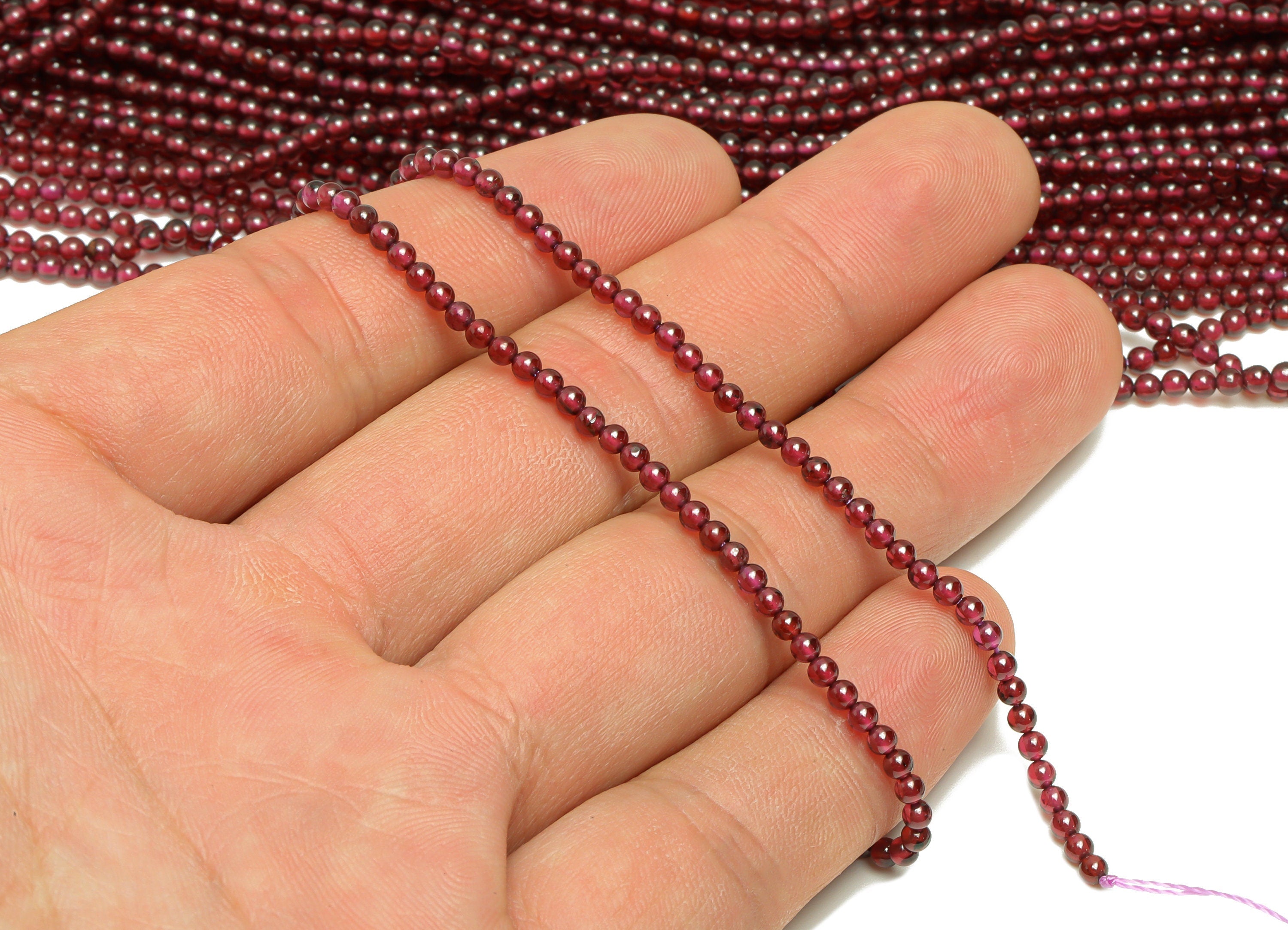 Garnet Round Beads - Stone Crystal - Purple Garnet Beads - 15.5 " / 1 Strand Round 2.5mm Beads - Natural Stone Gemstone Beads - NS1916 - DOMEDBAZAAR