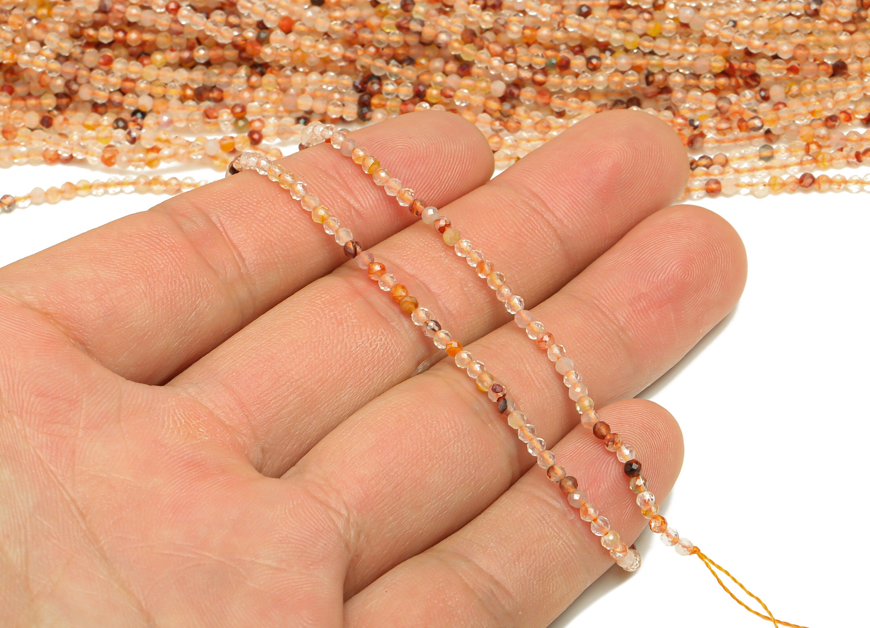 Natural Stone Red Crystal - Red Faceted Gemstone Beads - 15.5 " / 1 Strand Round 2.5mm Beads - Natural Stone Beads - NS1917 - DOMEDBAZAAR