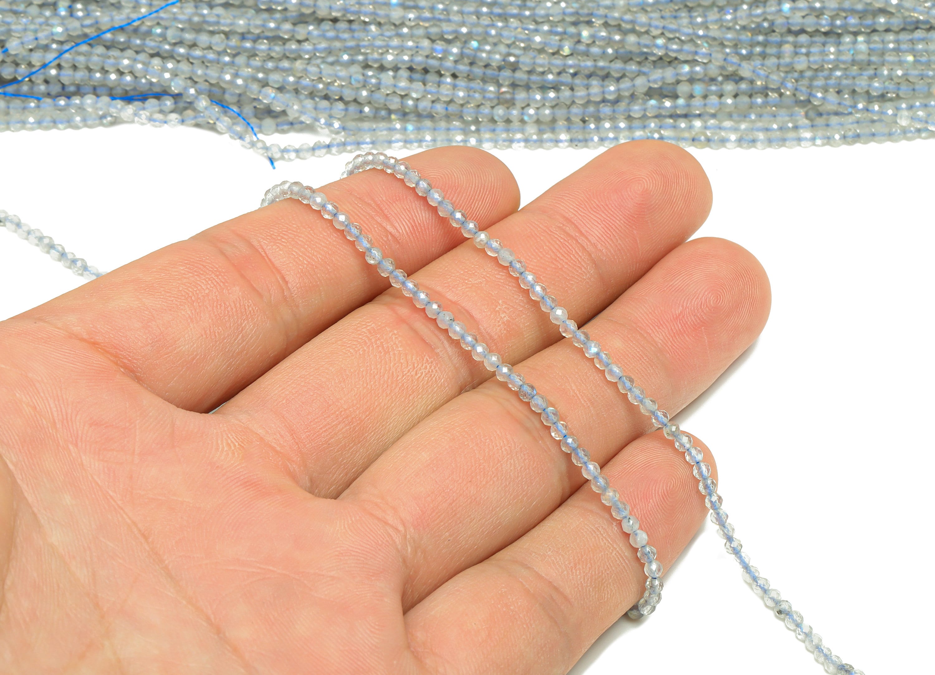 Labradorite Round Beads - Blue Labradorite Faceted Bead - 15.5 " / 1 Strand Round 2.3mm Beads - Gemstone Natural Stone Beads - NS1918 - DOMEDBAZAAR