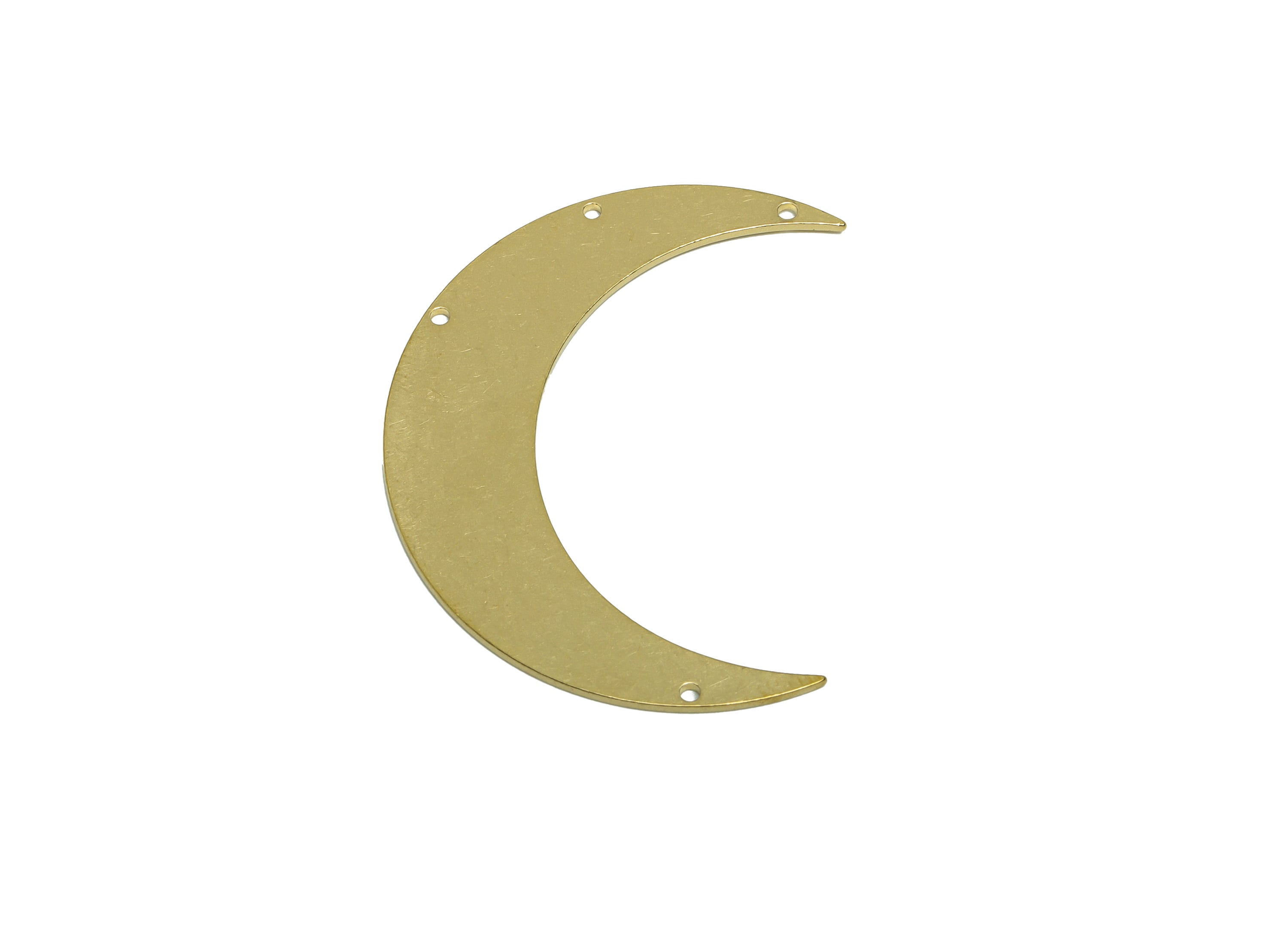 Brass Crescent Earring Connector - Raw Brass Moon Pendant - Crescent Moon Shaped Raw Brass - jewelry supplies - 46x 32.71x1mm- PP8948 - DOMEDBAZAAR