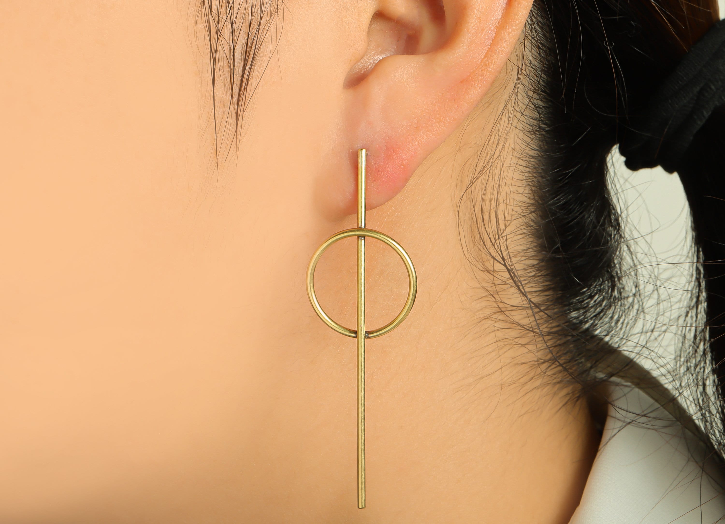 Brass Stick Wire Earring Post - Brass Bar Round Earring Stud - Brass Circle Earring Post - Geometry Earring Post - 62.44x19.85x1.4mm -PP8866 - DOMEDBAZAAR