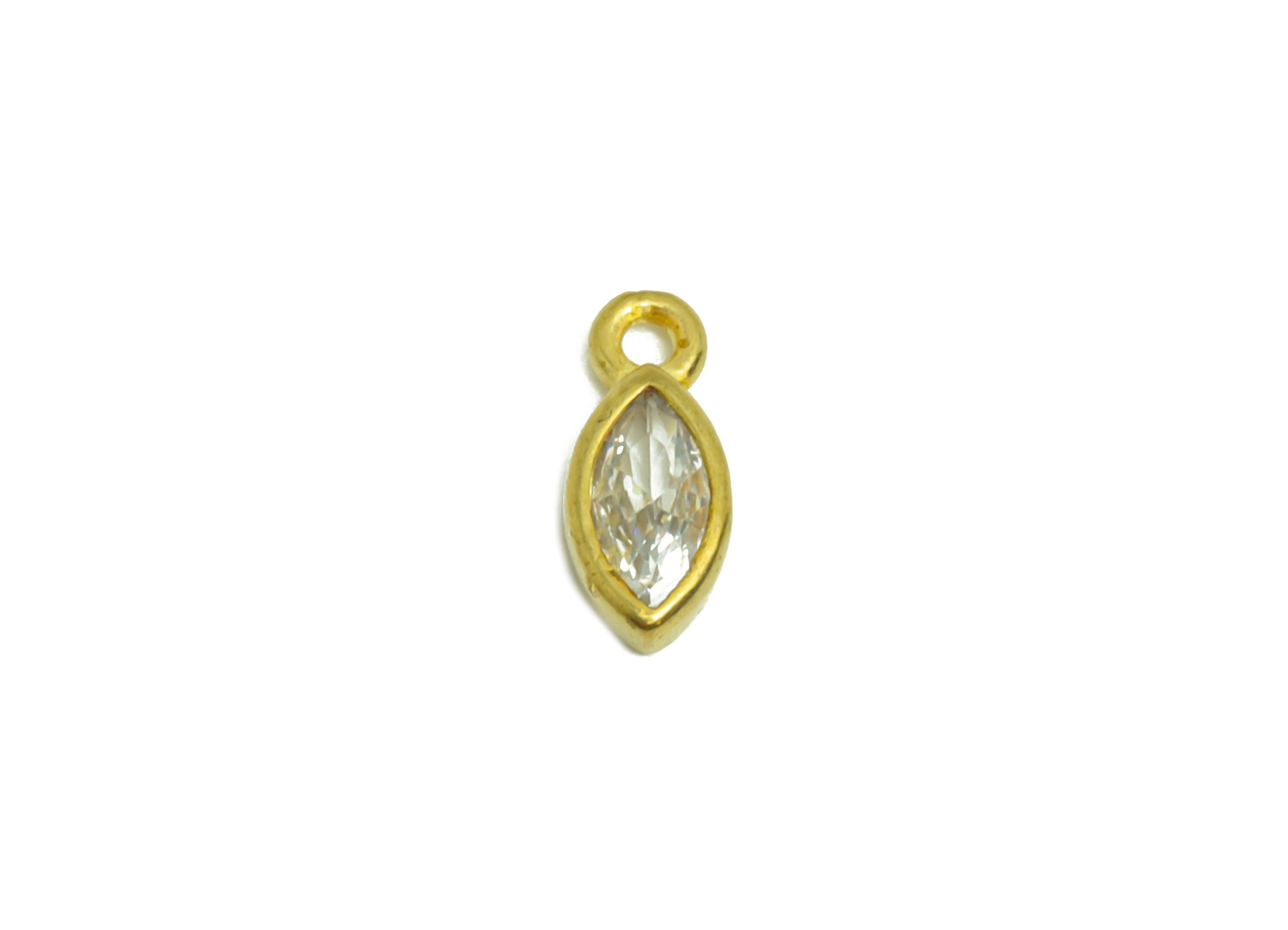 Brass Marquise Earring Charm - Raw Brass Marquise Zircon Pendant - Geometry Eye Zircon Raw Brass - jewelry supplies - 9.3x4.2x1.75mm- PP8979 - DOMEDBAZAAR