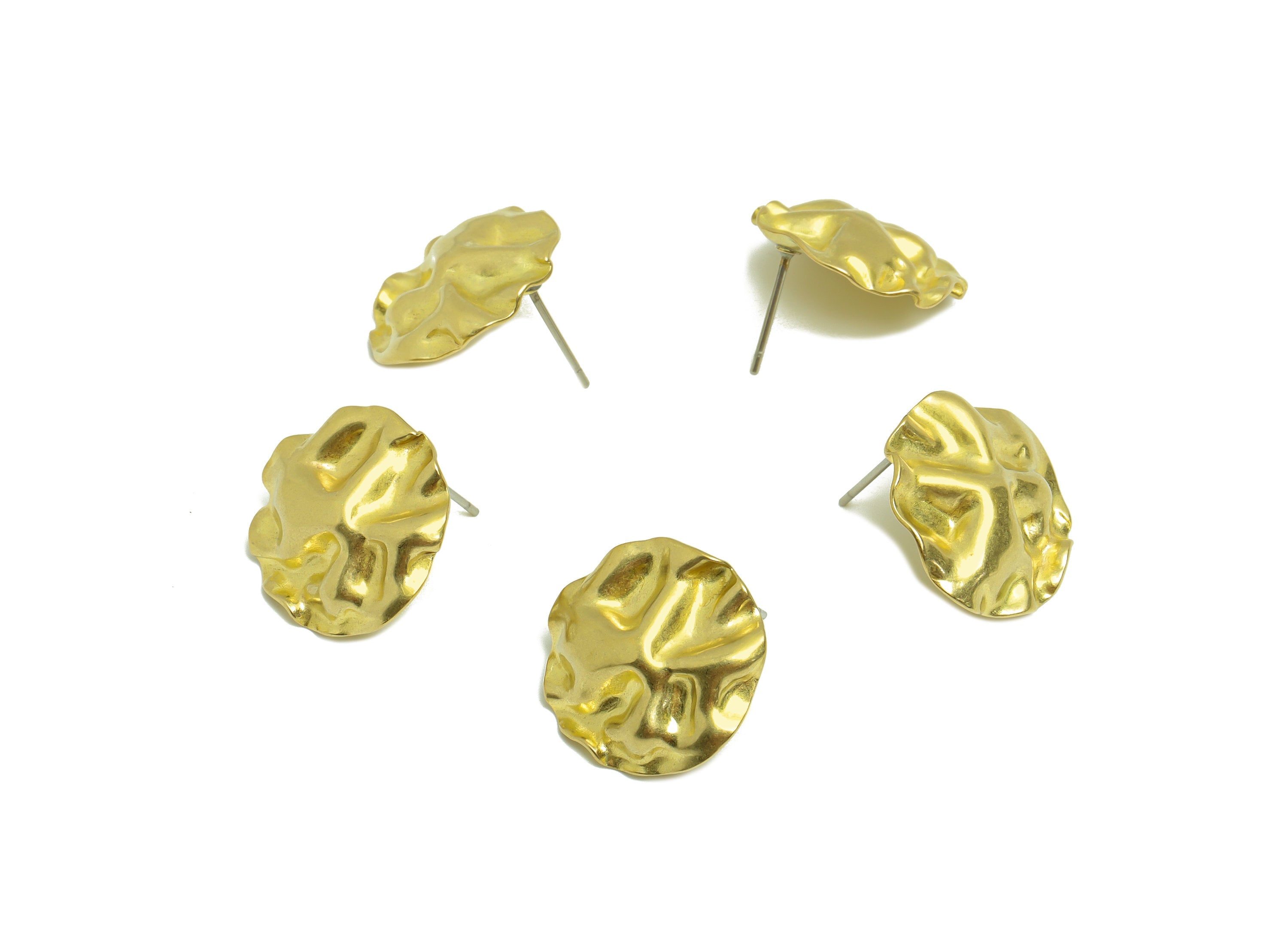 Hammered Round Earring Post - Brass Wavy Circle Earring Stud - Brass Hammered Earring Post - Irregular Earring Post - 18x18x1.69mm -PP8871 - DOMEDBAZAAR