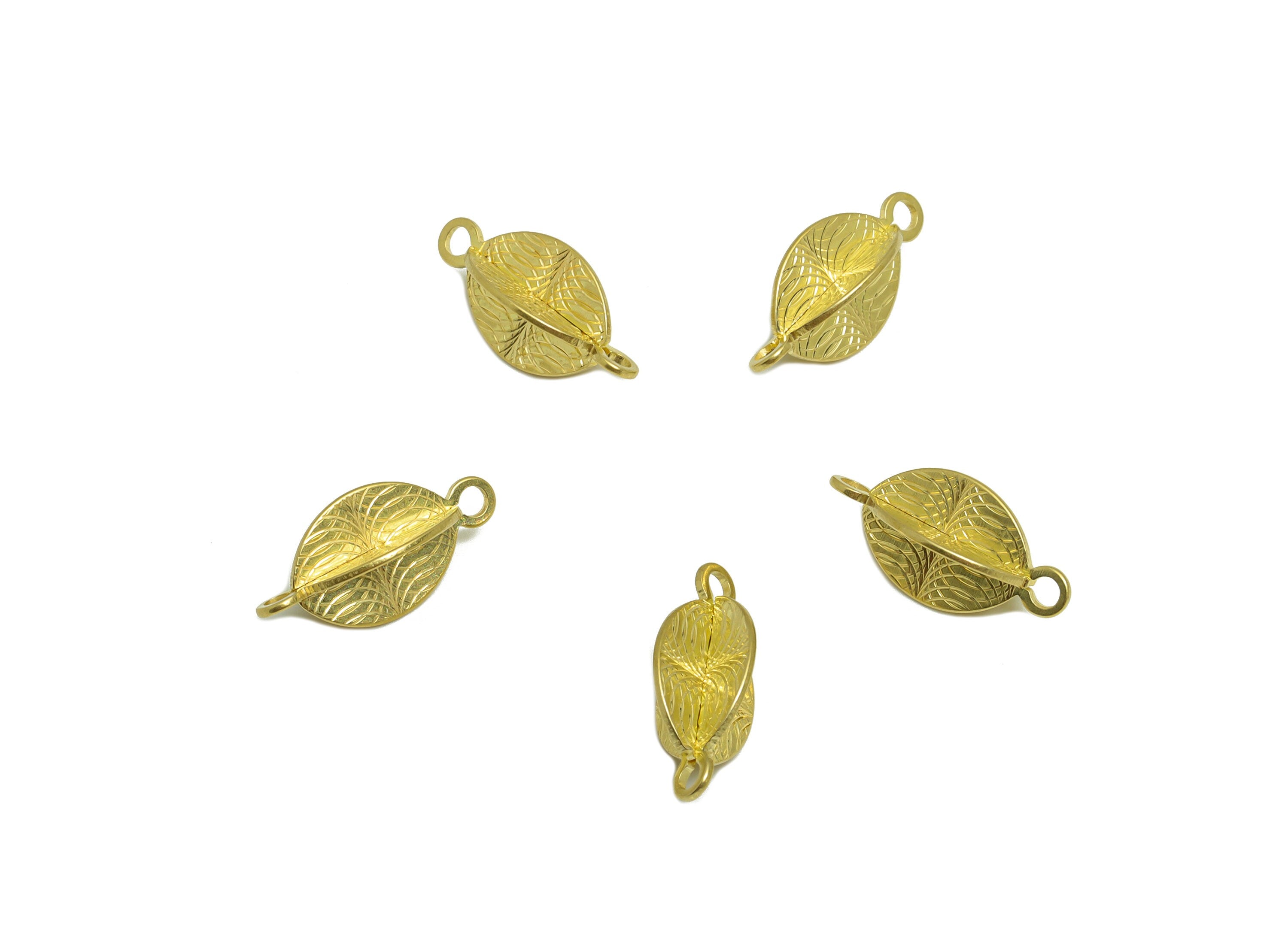 Brass Geometry Connector - Raw Brass Textured Irregular Connector - Brass Geometry Earring Charm - Bracelet Connector - 18.24x9x6mm -PP8872 - DOMEDBAZAAR