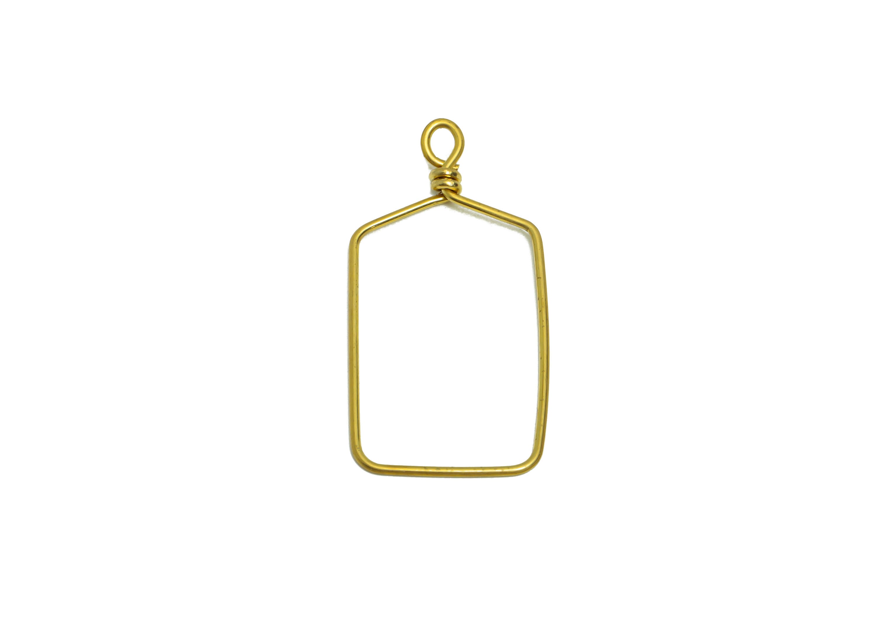 Brass Wire Rectangle Earring Charm - Brass Bottle Wire Earring Charm - Brass Geometry Wire Earring Pendant - 40.48x19.96x0.86mm - PP9109 - DOMEDBAZAAR