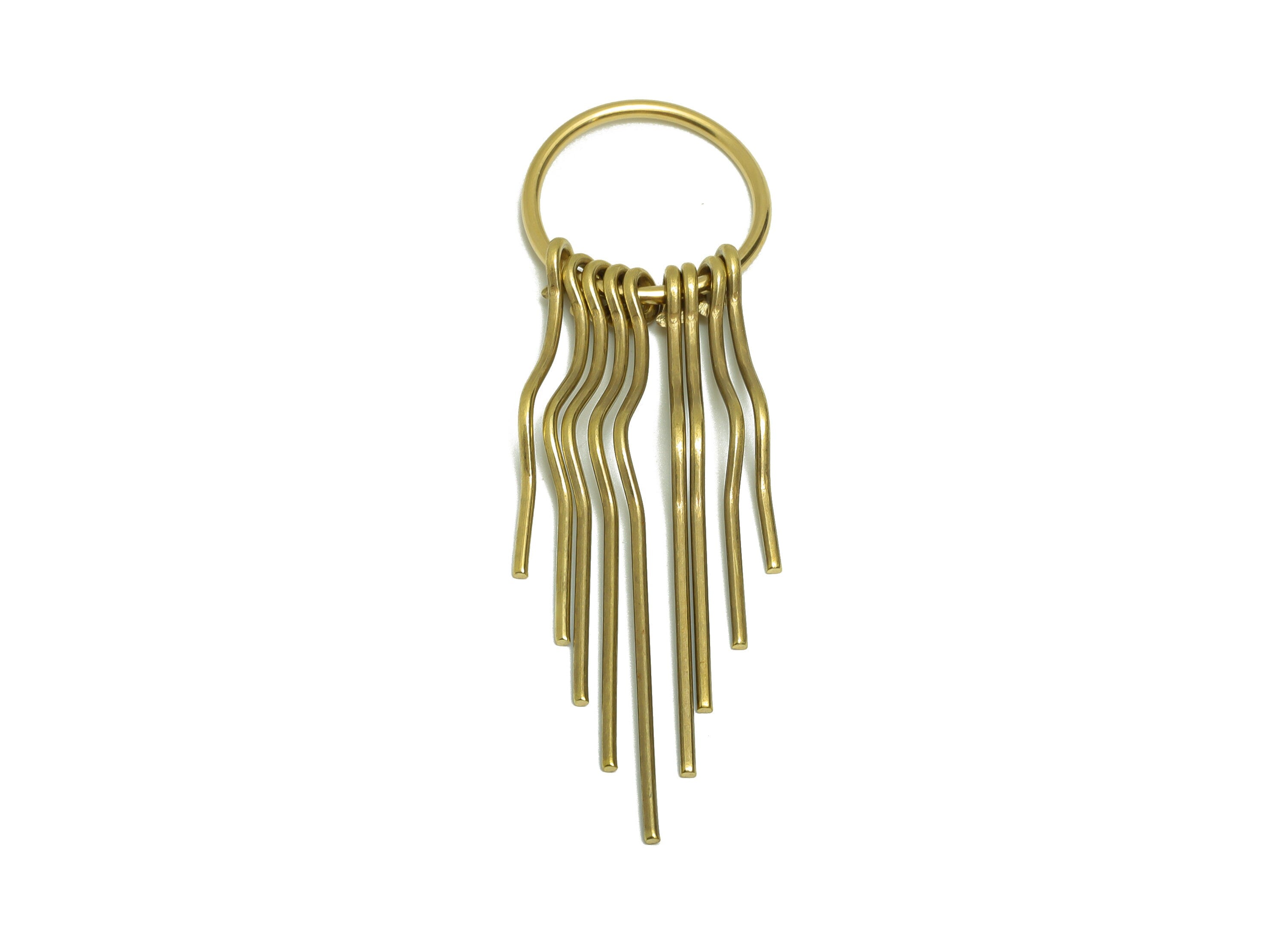 Brass Wire Tassel Earring Charm - Brass Wavy Wire Earring Charm - Brass Wire 9 Earring Tassel Charm - Dangle Tassel Charm -66x20x1mm -PP9105 - DOMEDBAZAAR