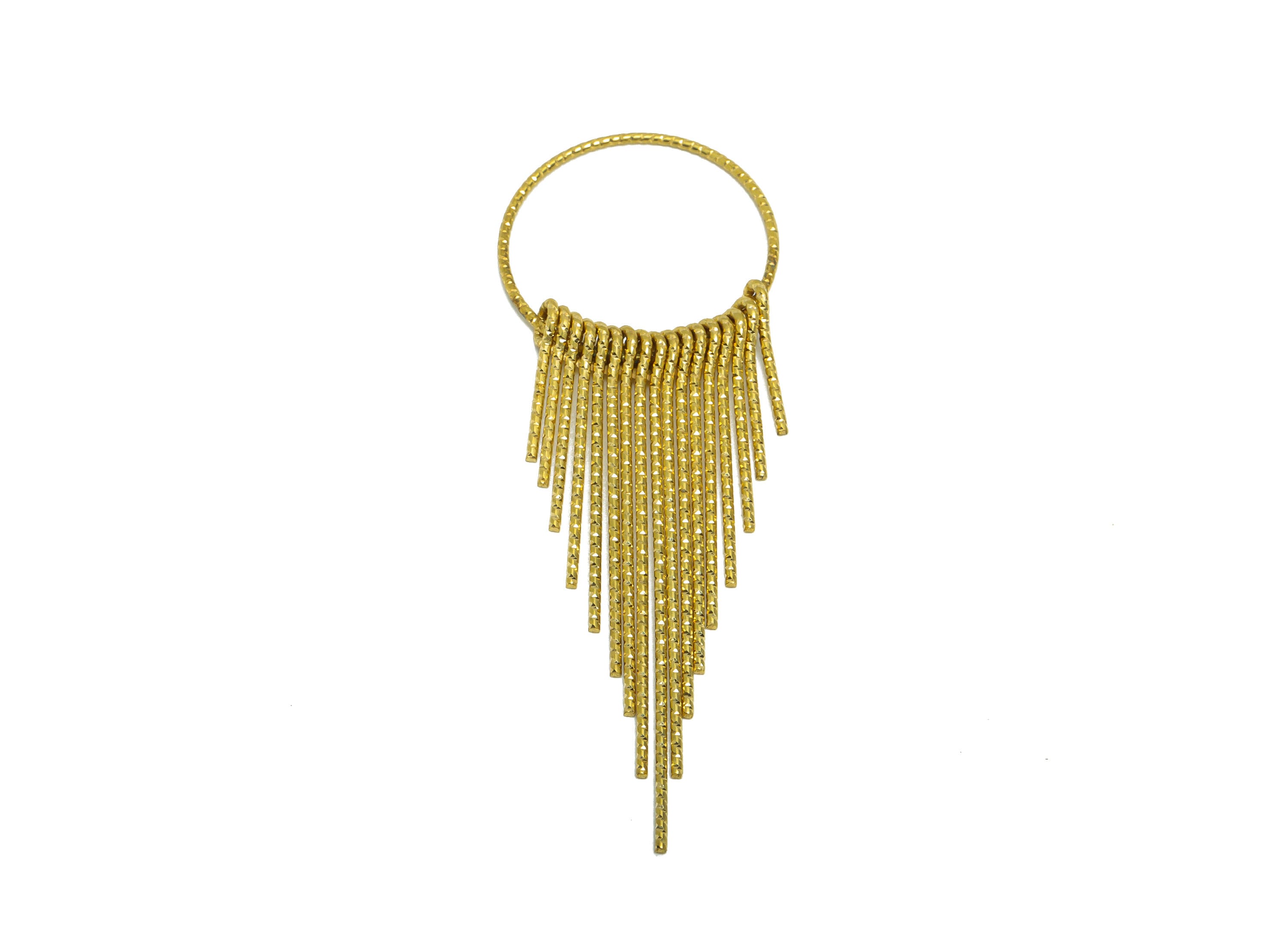 Brass Tassel Earring Charm - Brass Textured Wires Earring Charm - Wires 17 Earring Tassel Charm - Dangle Tassel Charm - 86x29x1mm -PP9112 - DOMEDBAZAAR