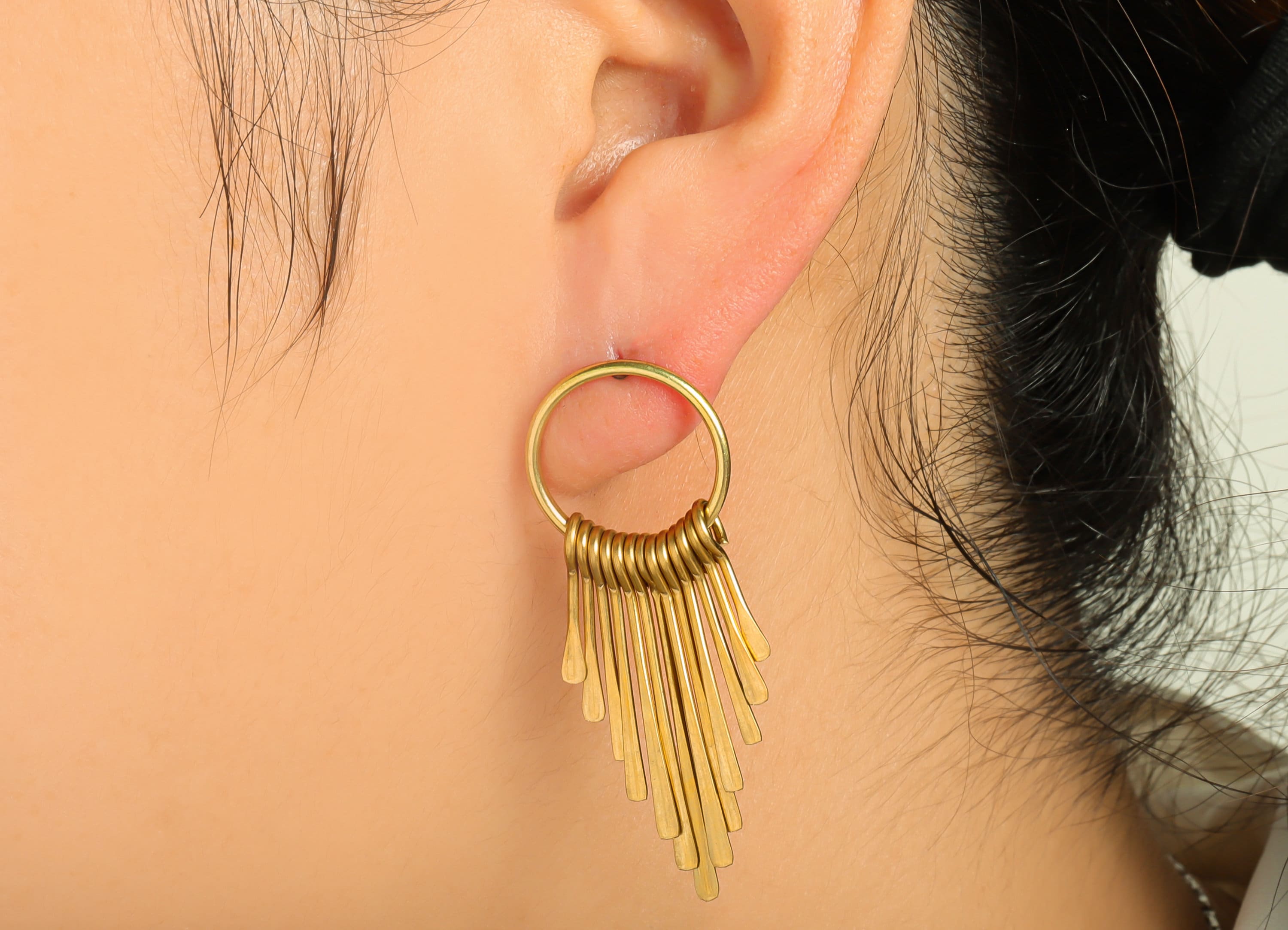 Brass Wire Tassel Earring Post - Brass Hammered Wire Earring Stud - Wires 13 Earring Tassel Post - Dangle Tassel Post -48x18x1.41mm-PP9101 - DOMEDBAZAAR
