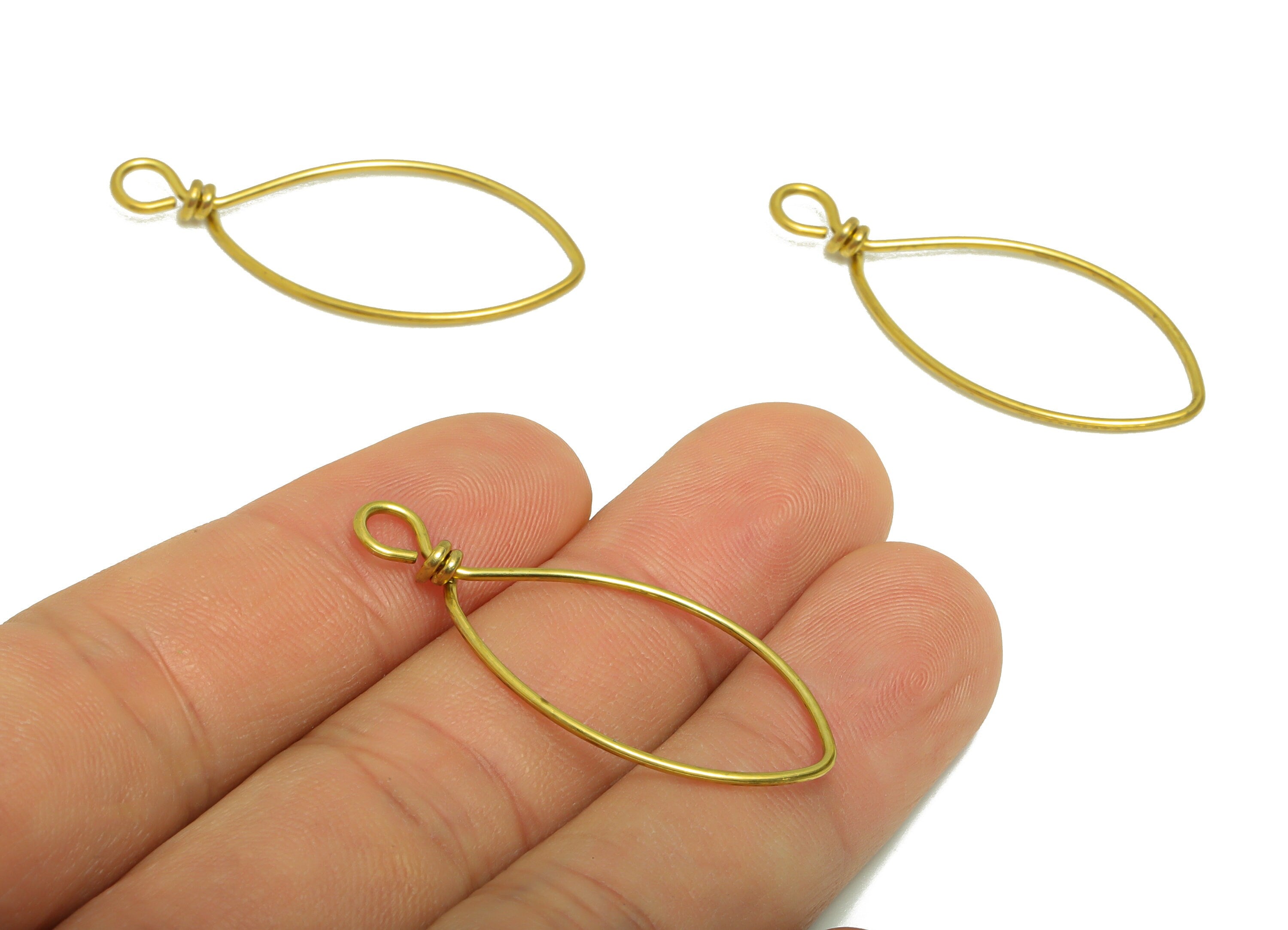 Brass Wire Marquise Earring Charm - Brass Geometry Eye Wire Earring Charm - Brass Geometry Wire Earring Pendant - 39.20x17x0.88mm - PP9110 - DOMEDBAZAAR