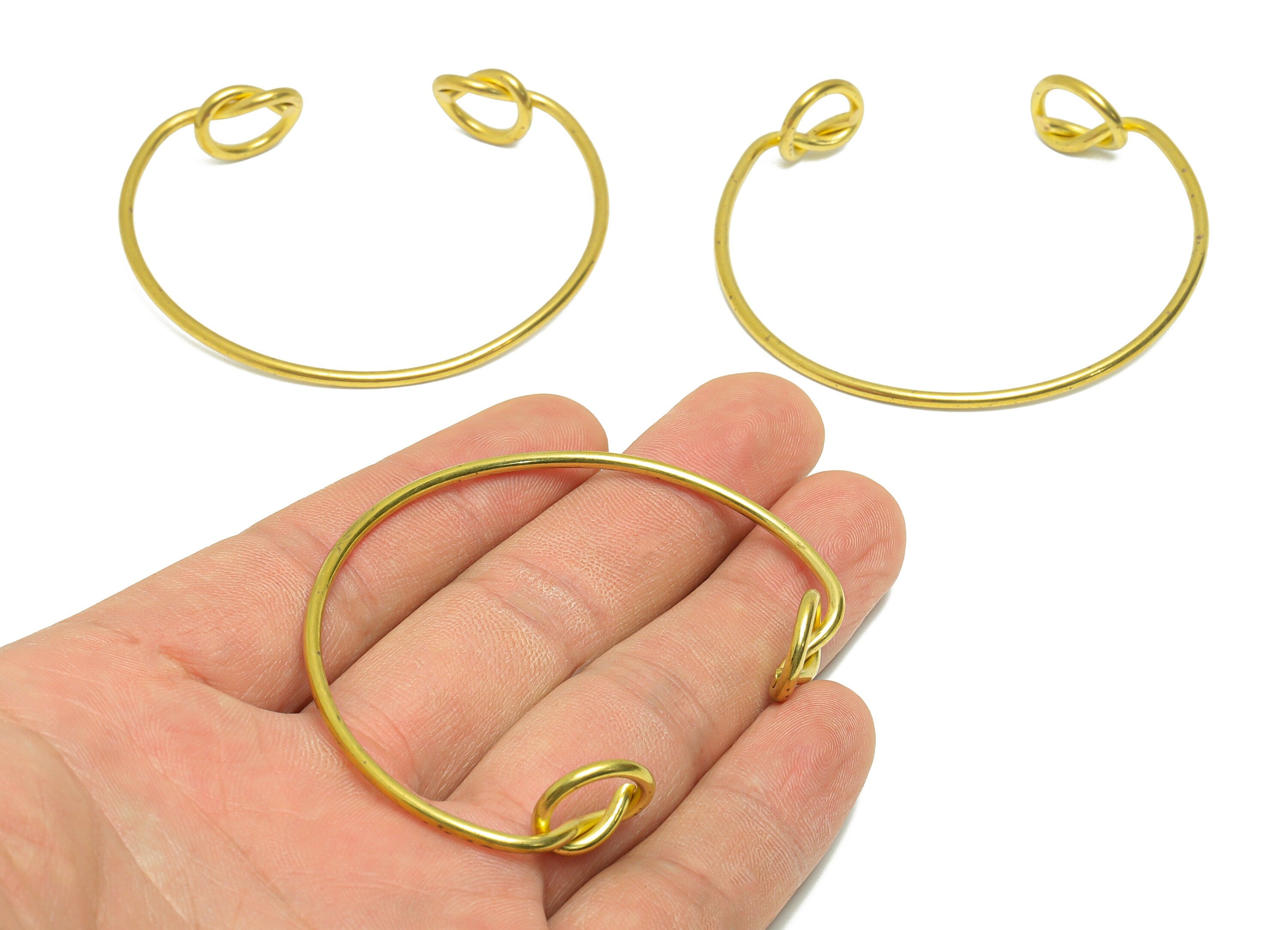 Brass Wire Bracelet - Brass Open Bracelet - Brass Wire Bangle -Brass Wire Knot Bracelet - For Bracelet - 59.81x50.72x1.97mm - PP9036 - DOMEDBAZAAR