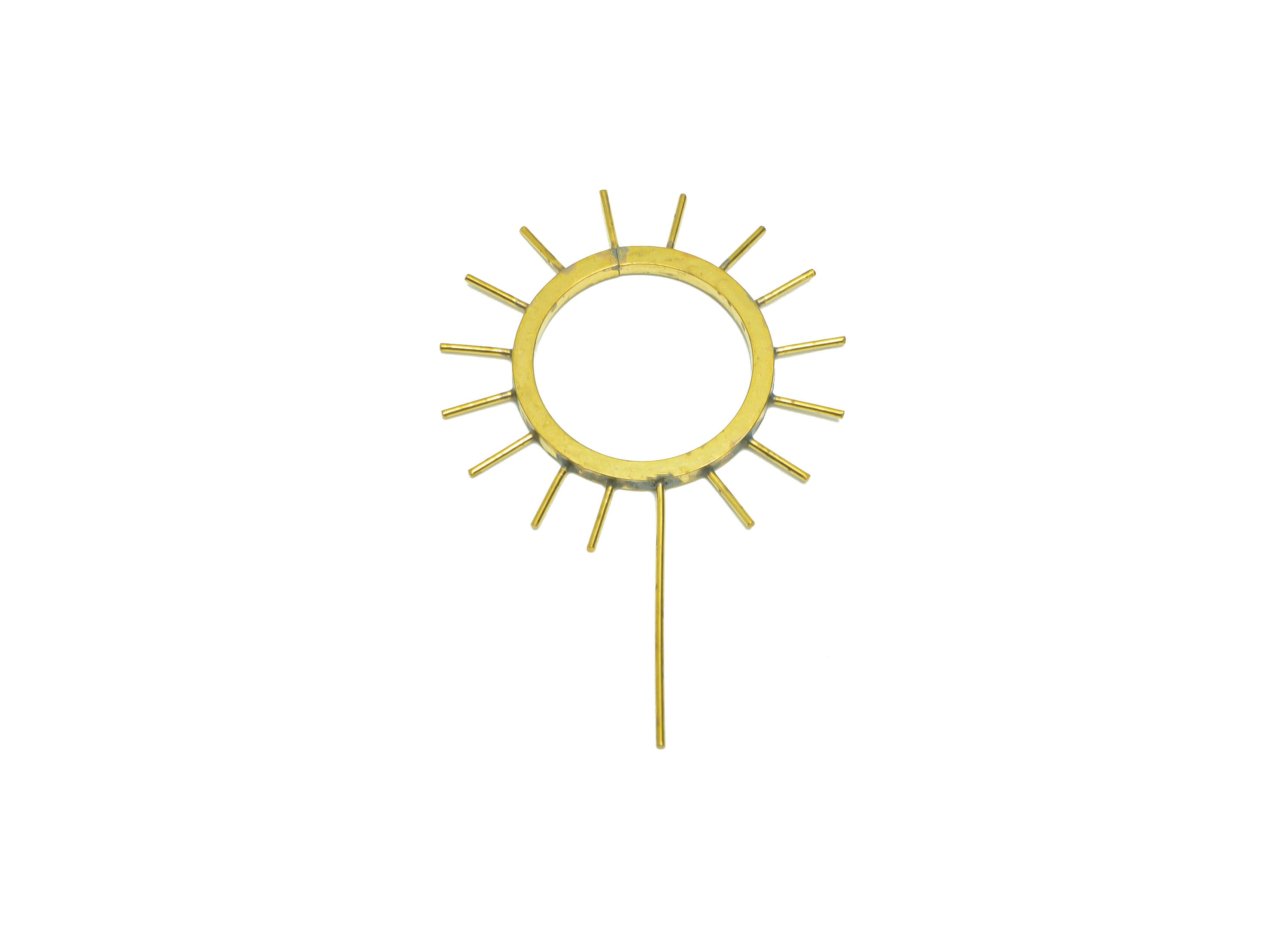 Brass Sun Wire Earring Charm - Brass Sunshine Wire Earring Charm - Brass Geometry Wire Earring Charm - Brass Rudder Charm - 57x37x1mm-PP9062 - DOMEDBAZAAR