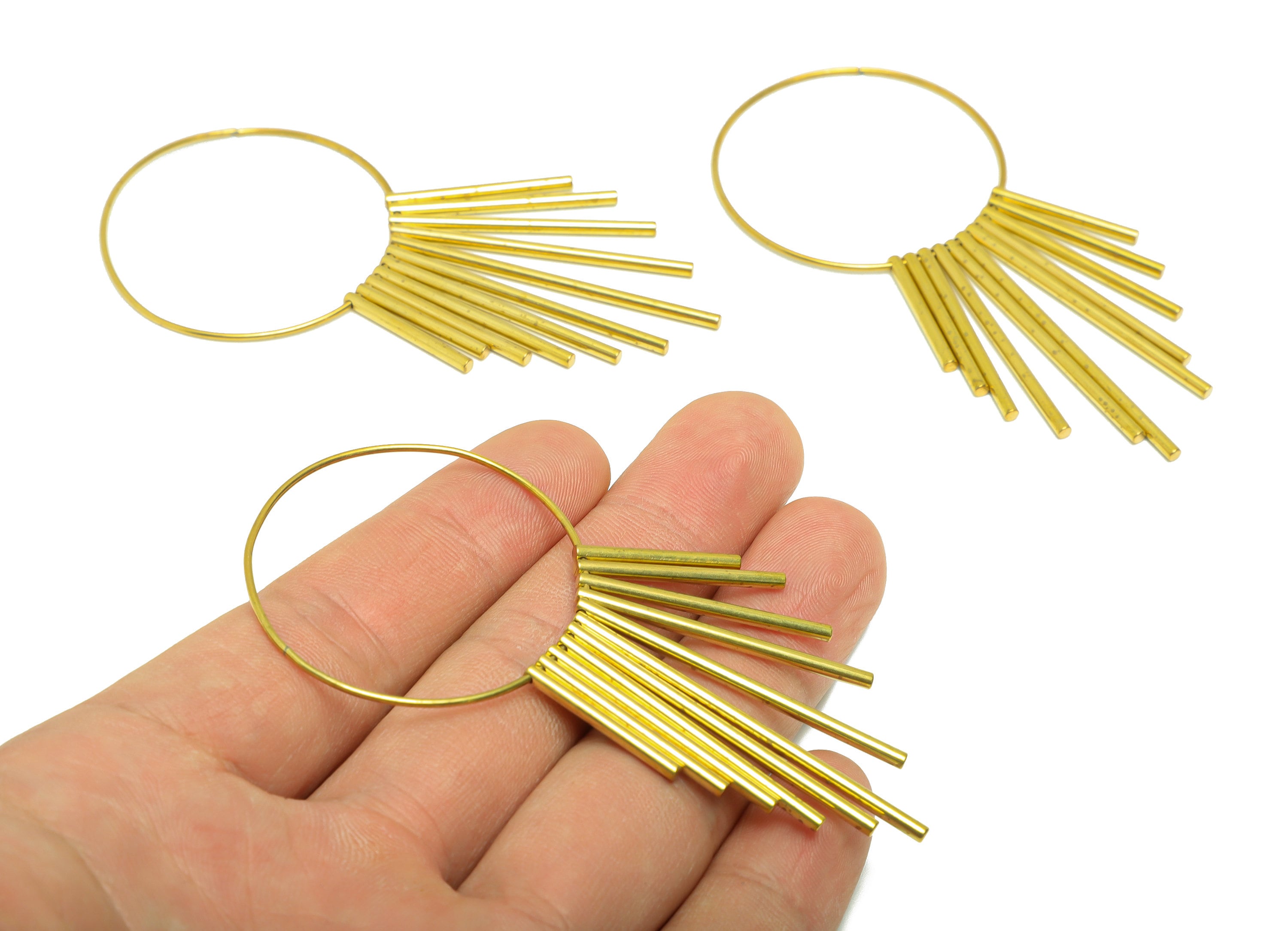 Brass Tassel Earring Charm - Brass Stick Wires Earring Charm - Bar Wires Earring Tassel Charm - Dangle Tassel Charm - 82x38x1.98mm -PP9073 - DOMEDBAZAAR