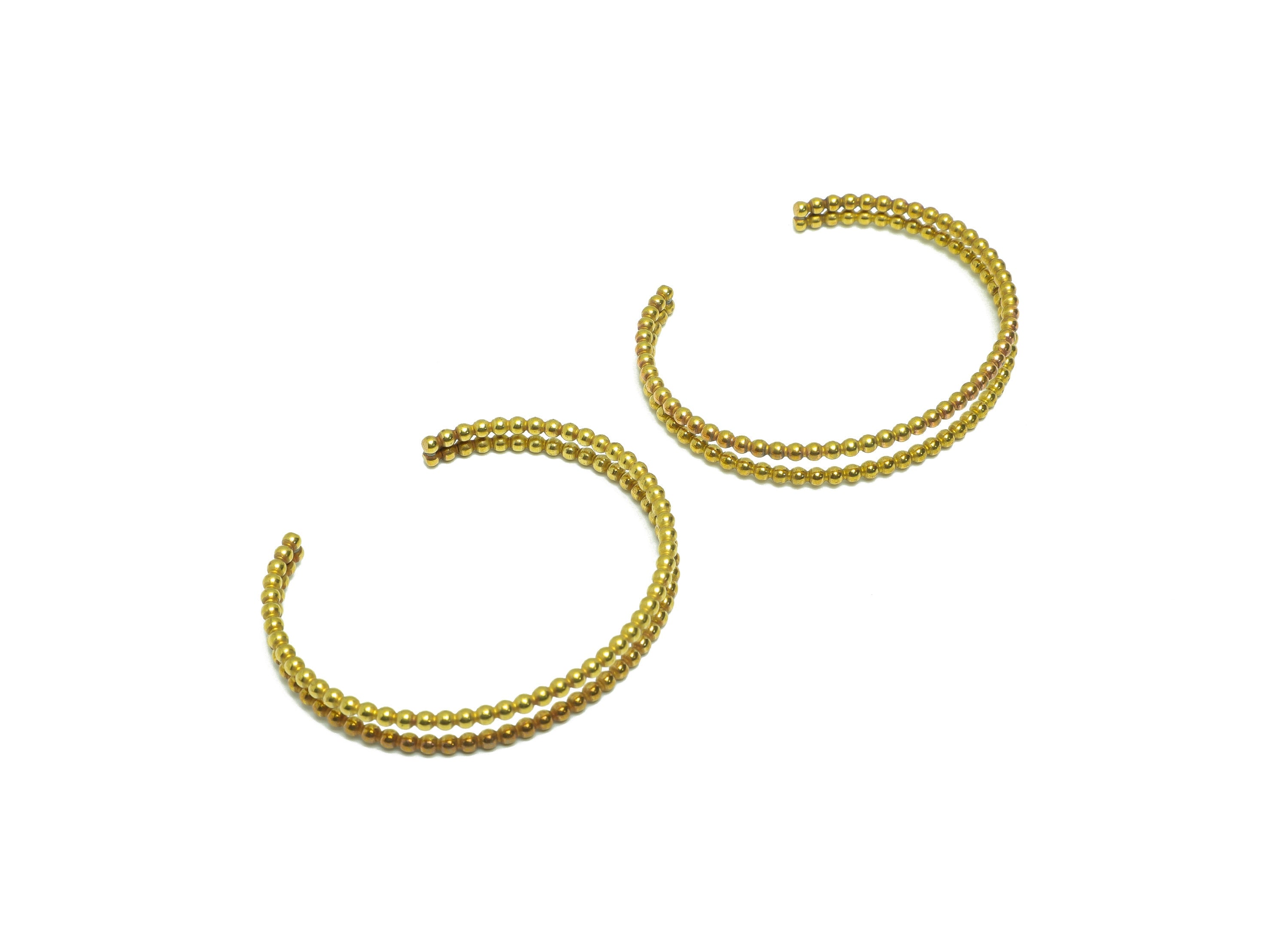 Brass Beads Bracelet - Brass Open Bracelet - Brass Beaded link Bangle -Brass Double Beads Link Bracelet - For Bracelet - 55x62x2mm - PP9058 - DOMEDBAZAAR