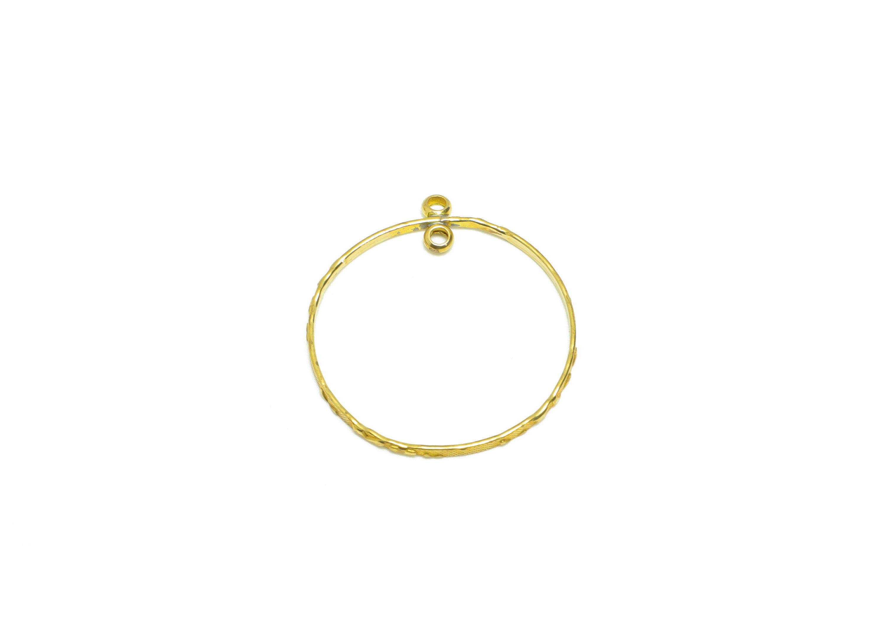 Brass Round Earring Charm - Brass Textured Circle Connector - Brass Geometry Hoop Earring Charm - Earring Finding - 27x25x1.39mm - PP9031 - DOMEDBAZAAR