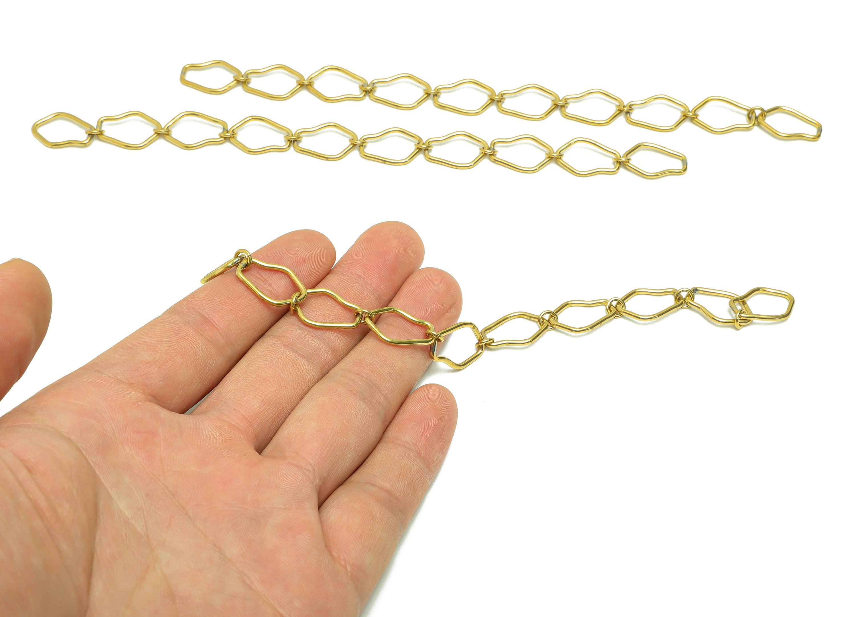 Brass Chain Bracelet Connector - Brass Open Bracelet - Brass Chain Link Bangle - Raw Brass Bracelet - For Bracelet - 177x12x1mm - PP9061 - DOMEDBAZAAR
