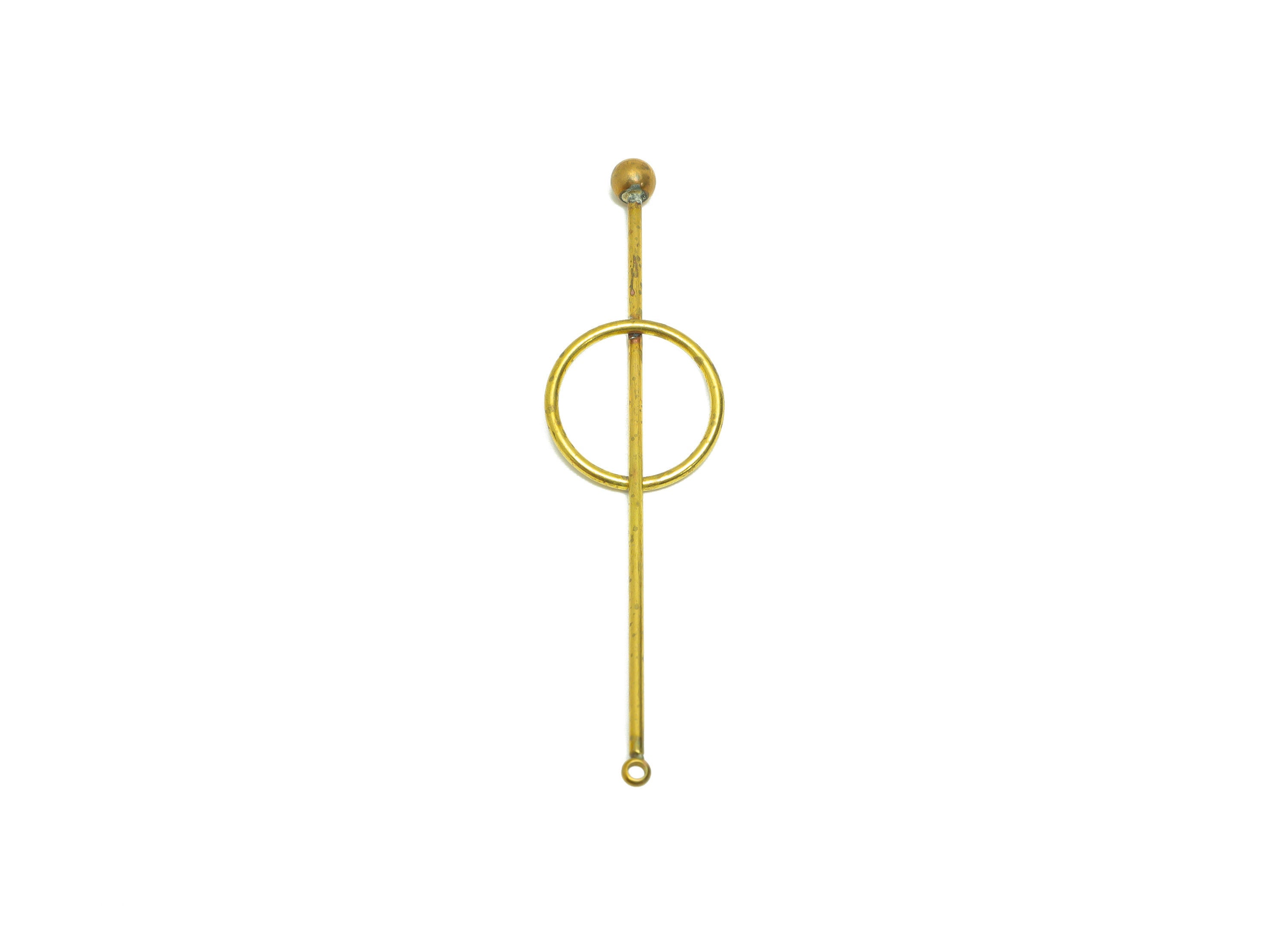 Round Stick Wire Earring Charm - Brass Round Bar Wire Earring Charm -Brass Ball Earring Charm - Geometry Earring Charm- 73.04x18x1mm-PP9092 - DOMEDBAZAAR
